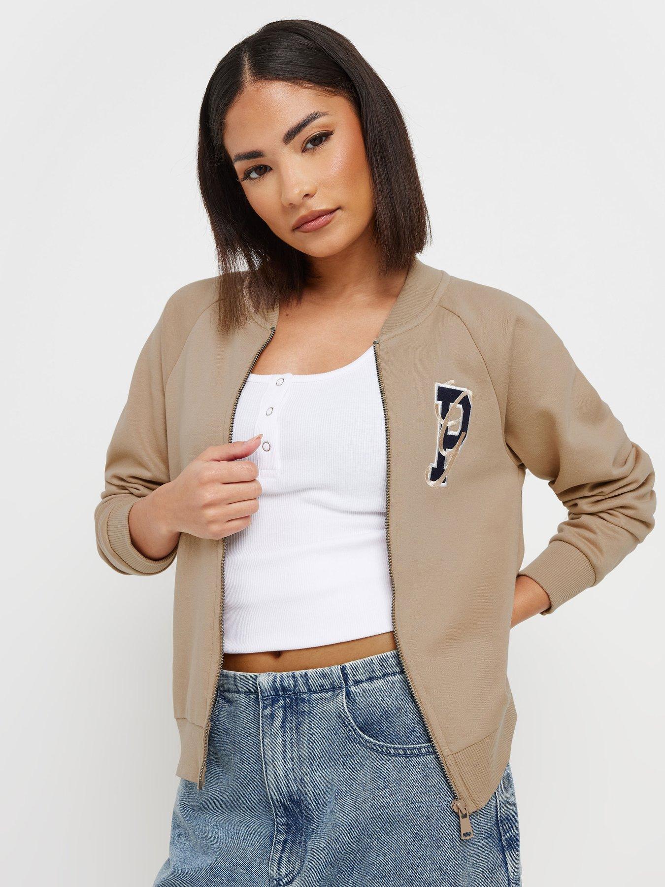 undefined Embroidered Sweat Bomber - Natural
