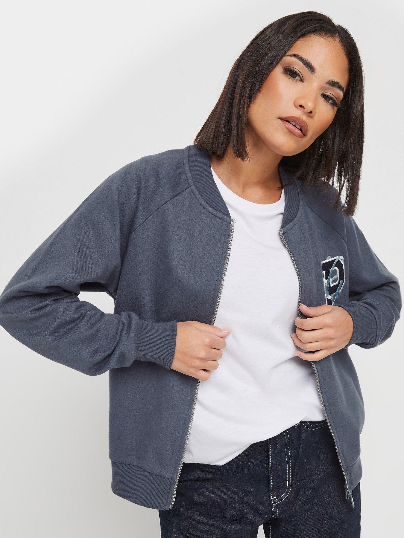 undefined Embroidered Sweat Bomber - Blue