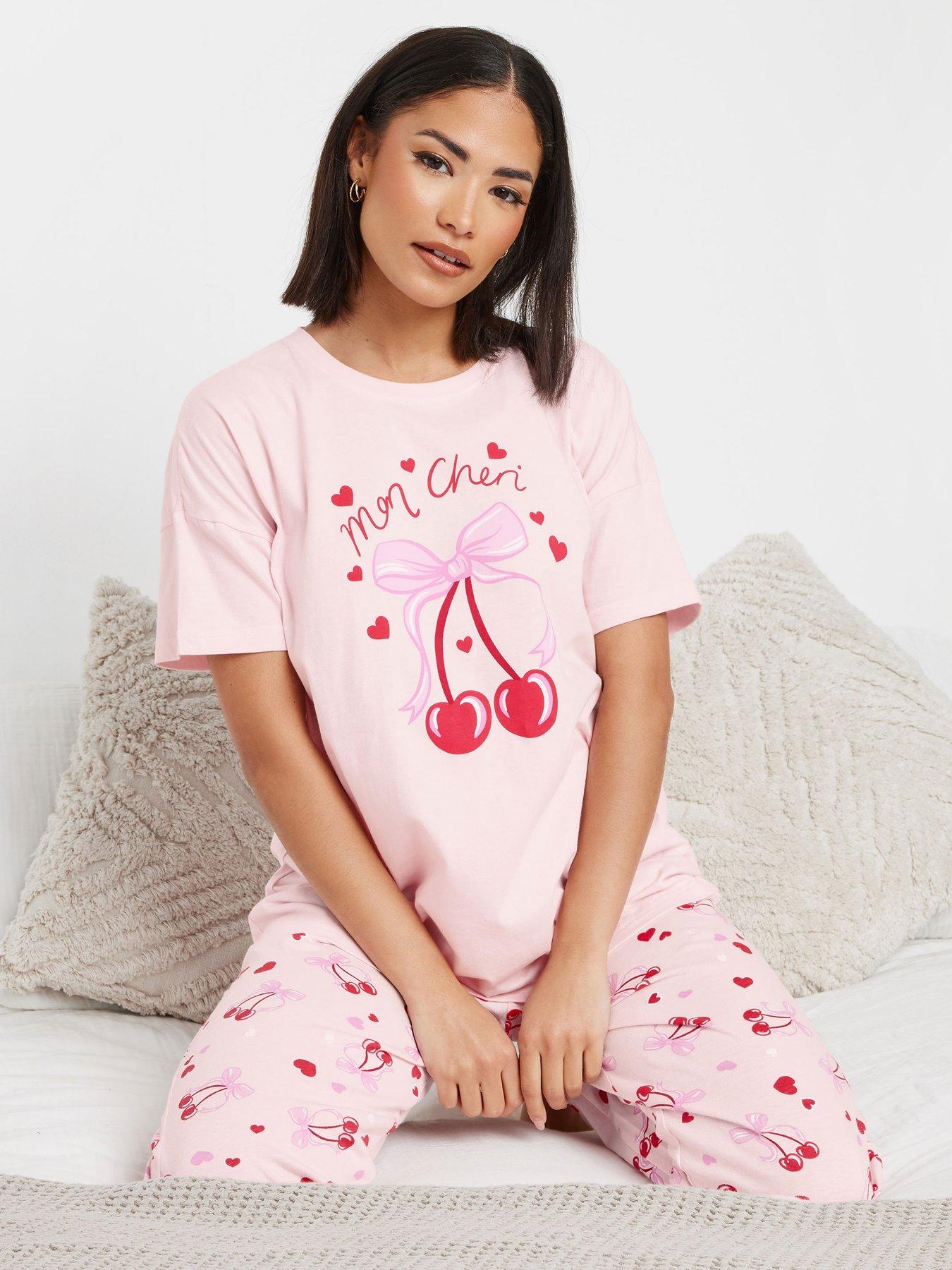 Image 3 of 4 of PixieGirl Mon Cheri Cuffed Pj Set - Pink