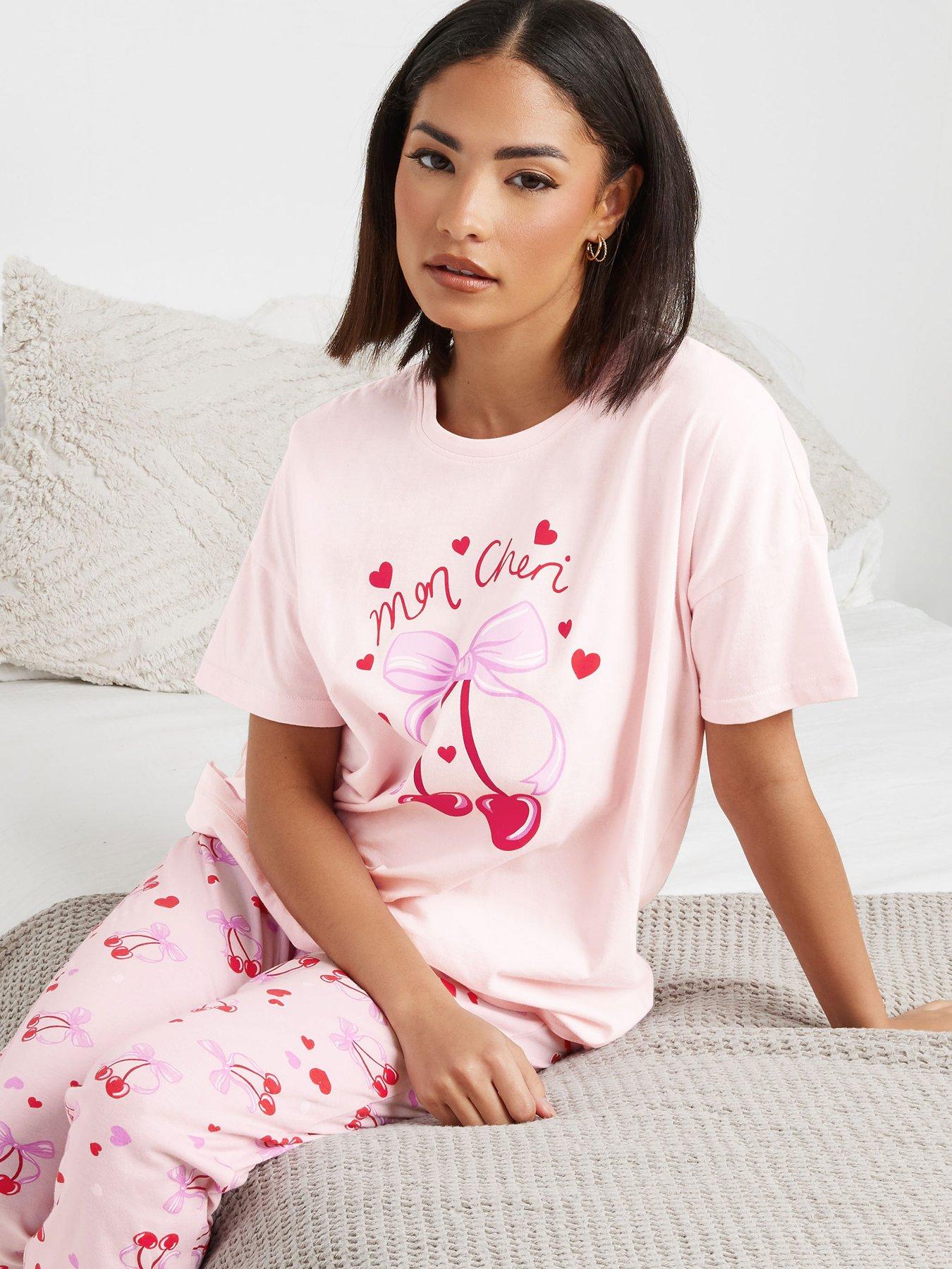 Image 4 of 4 of PixieGirl Mon Cheri Cuffed Pj Set - Pink