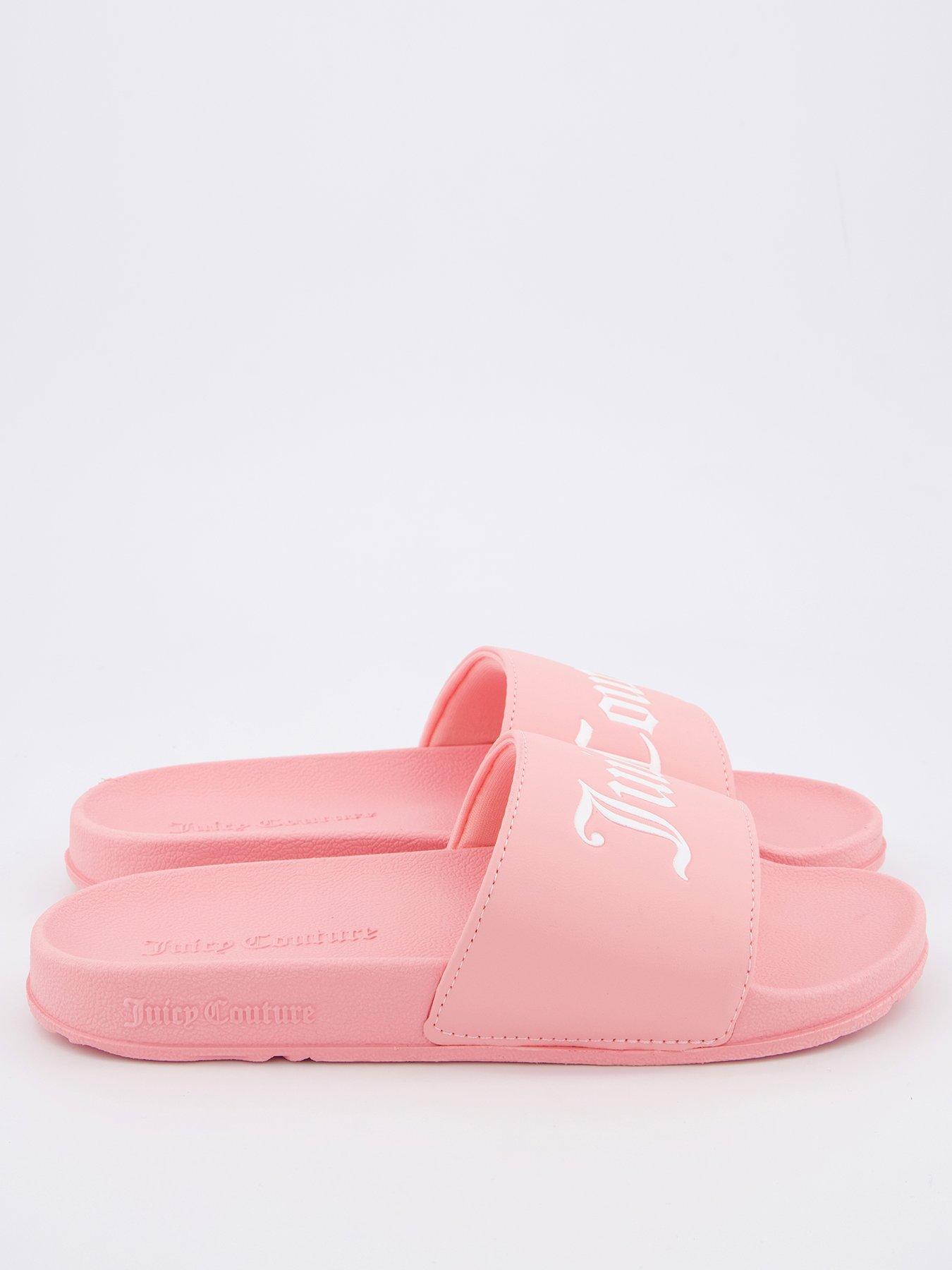  image of juicy-couture-collegiate-embossed-pu-slider-sandal-pink