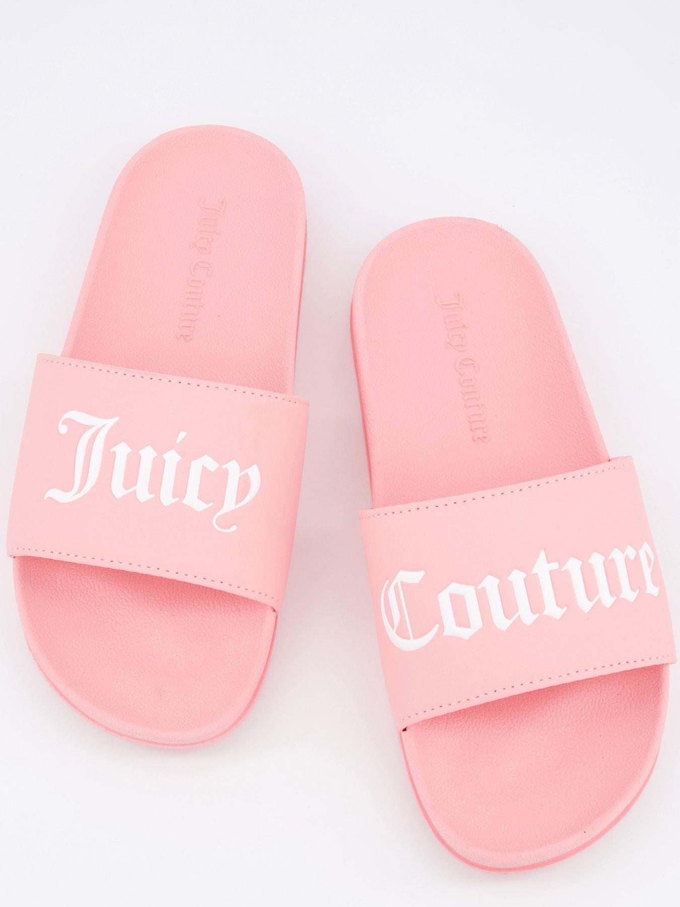  image of juicy-couture-collegiate-embossed-pu-slider-sandal-pink