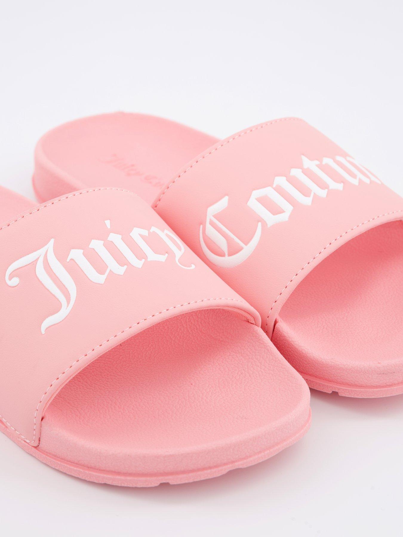  image of juicy-couture-collegiate-embossed-pu-slider-sandal-pink