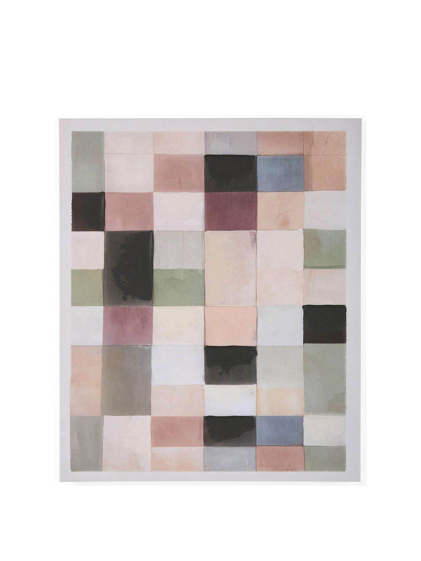 Image 2 of 6 of The Very Collection Green Square Printed Canvas with Hand Paint 50x60cm - FSC&reg; Certified