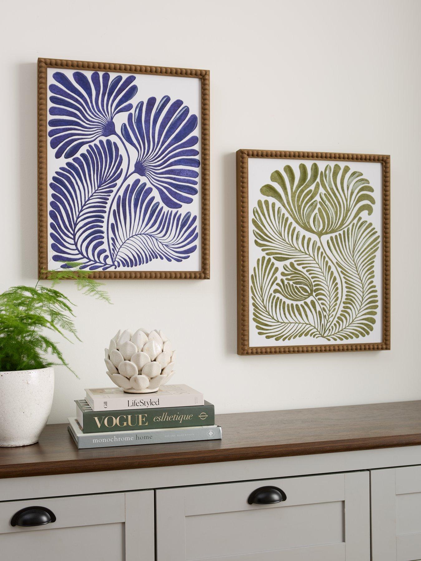 Image 1 of 7 of Very Home Set of 2 Botanical Prints with Bobbin Edge Frame 40x50cm - FSC &reg; Certified