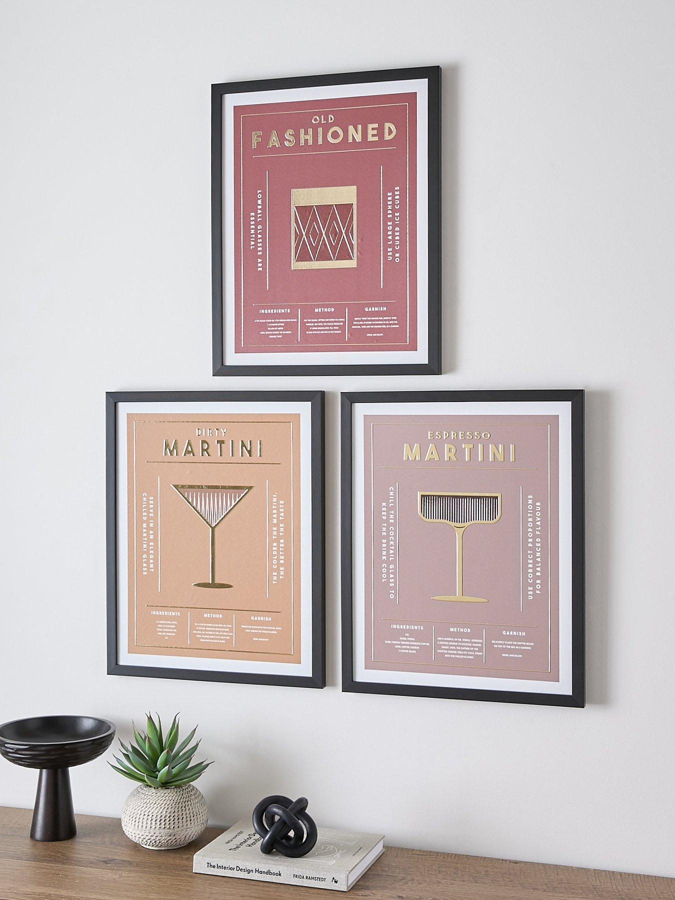 Very Home Set of 3 Gold Foil Cocktail Frames 40x50cm - FSC® Certified