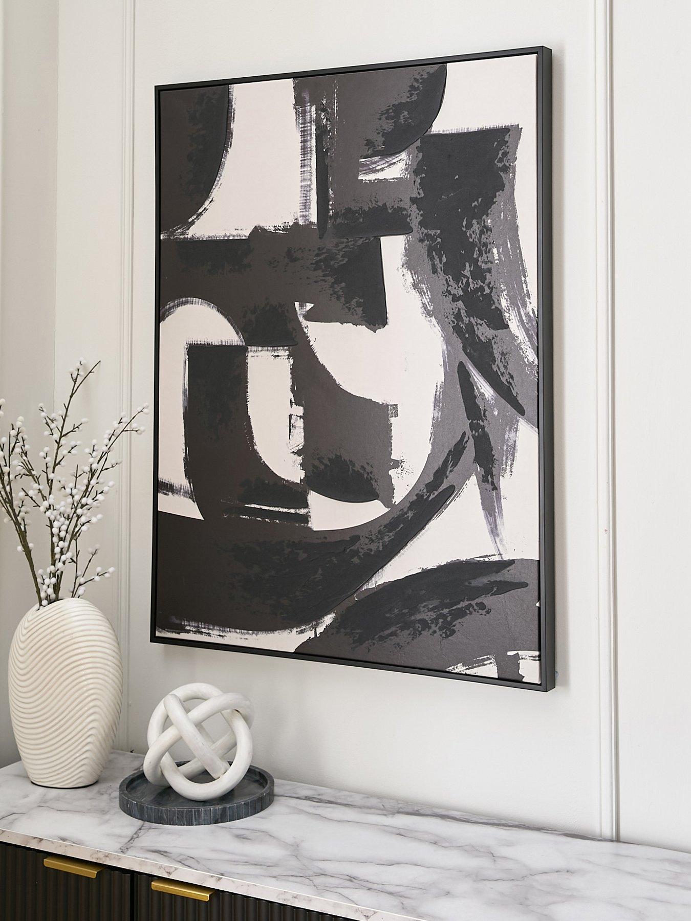 The Very Collection Black/White Hand Paint Lines Printed Canvas 76x100cm - FSC® Certified