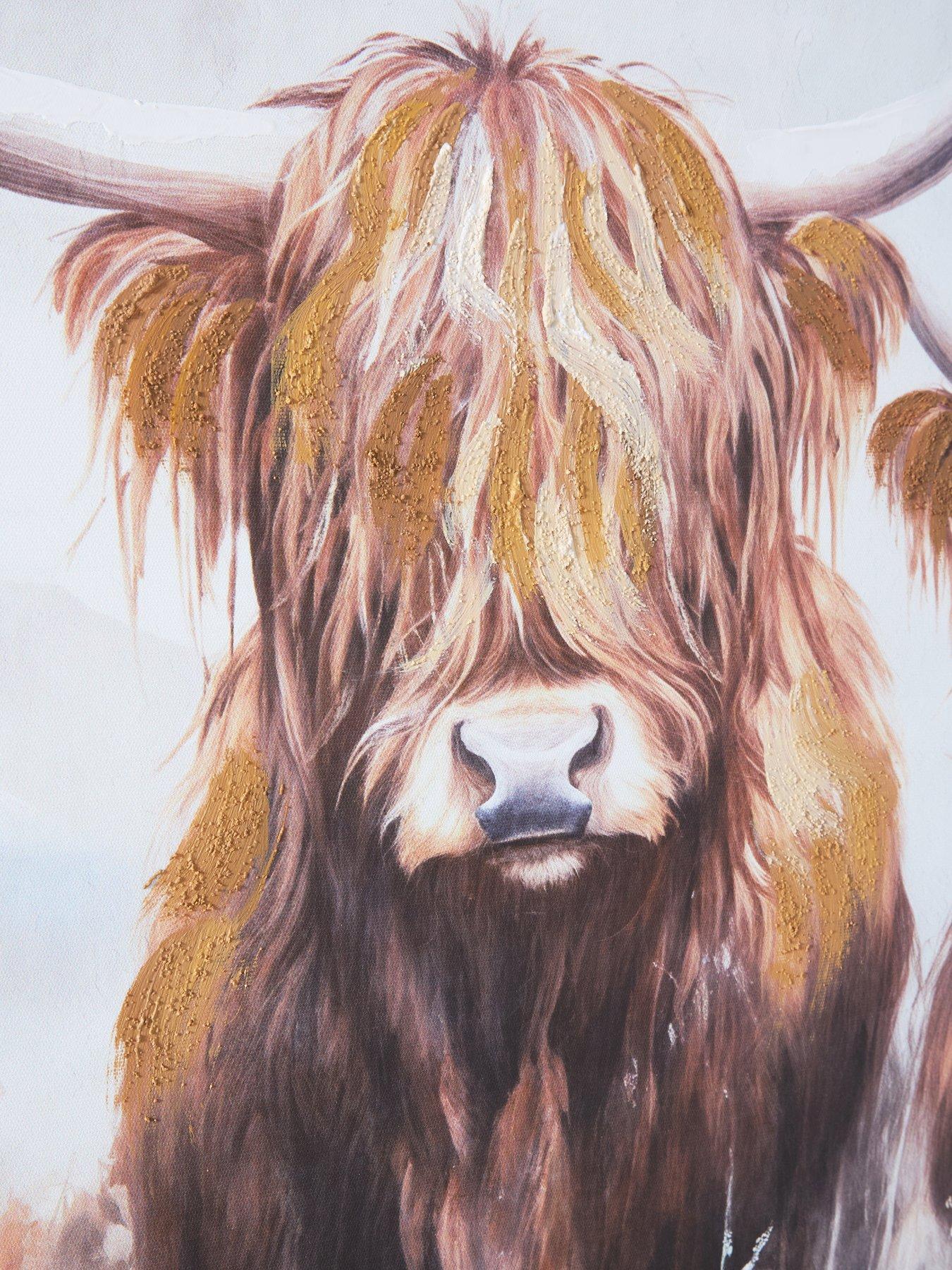 Image 6 of 6 of Very Home Highland Cow Family Printed Canvas with Hand Paint 70x50cm - FSC&reg;&nbsp;Certified
