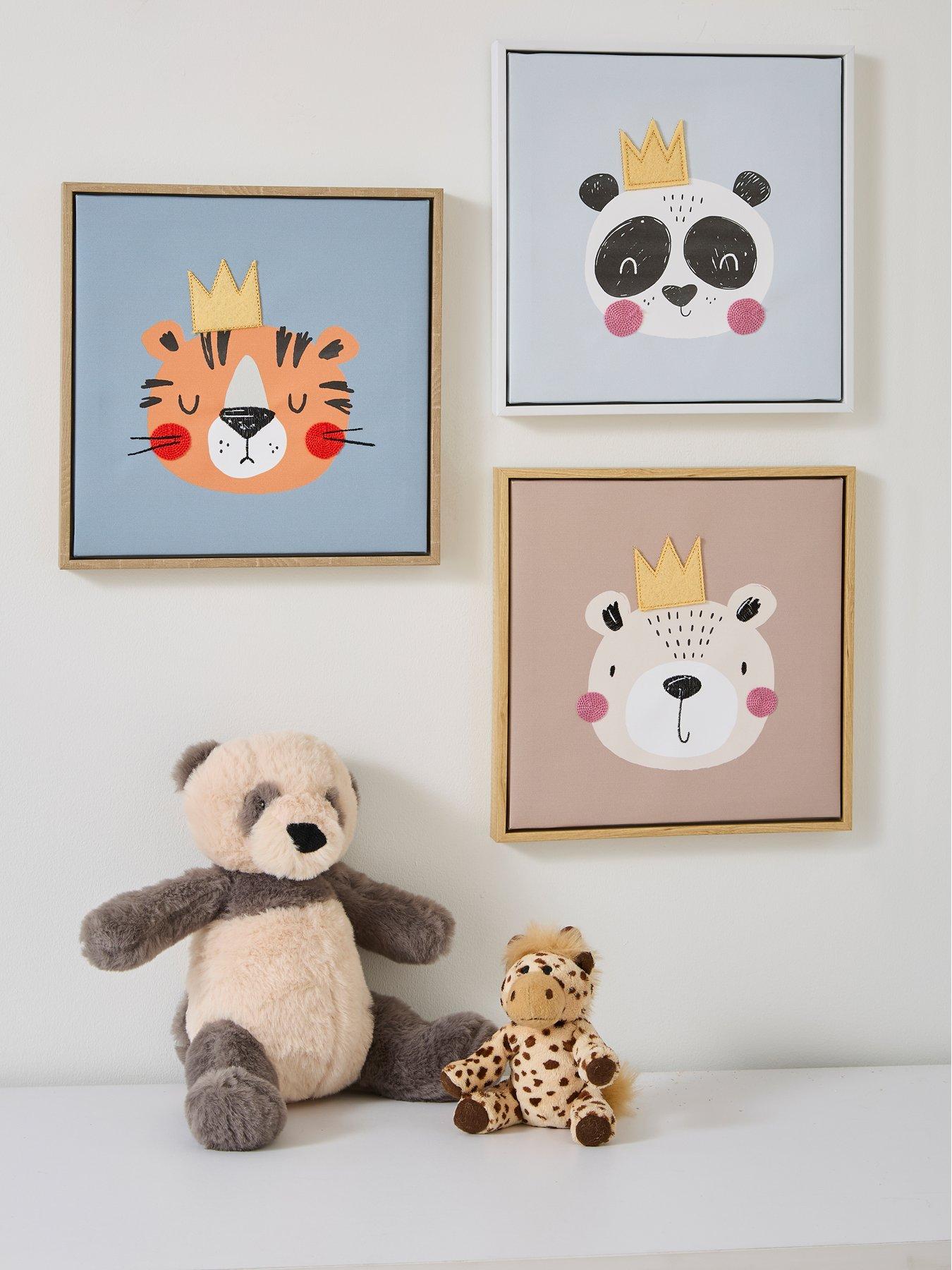 Very Home Set of 3 Animal Canvas with Embroidery 25x25cm - FSC®Certified