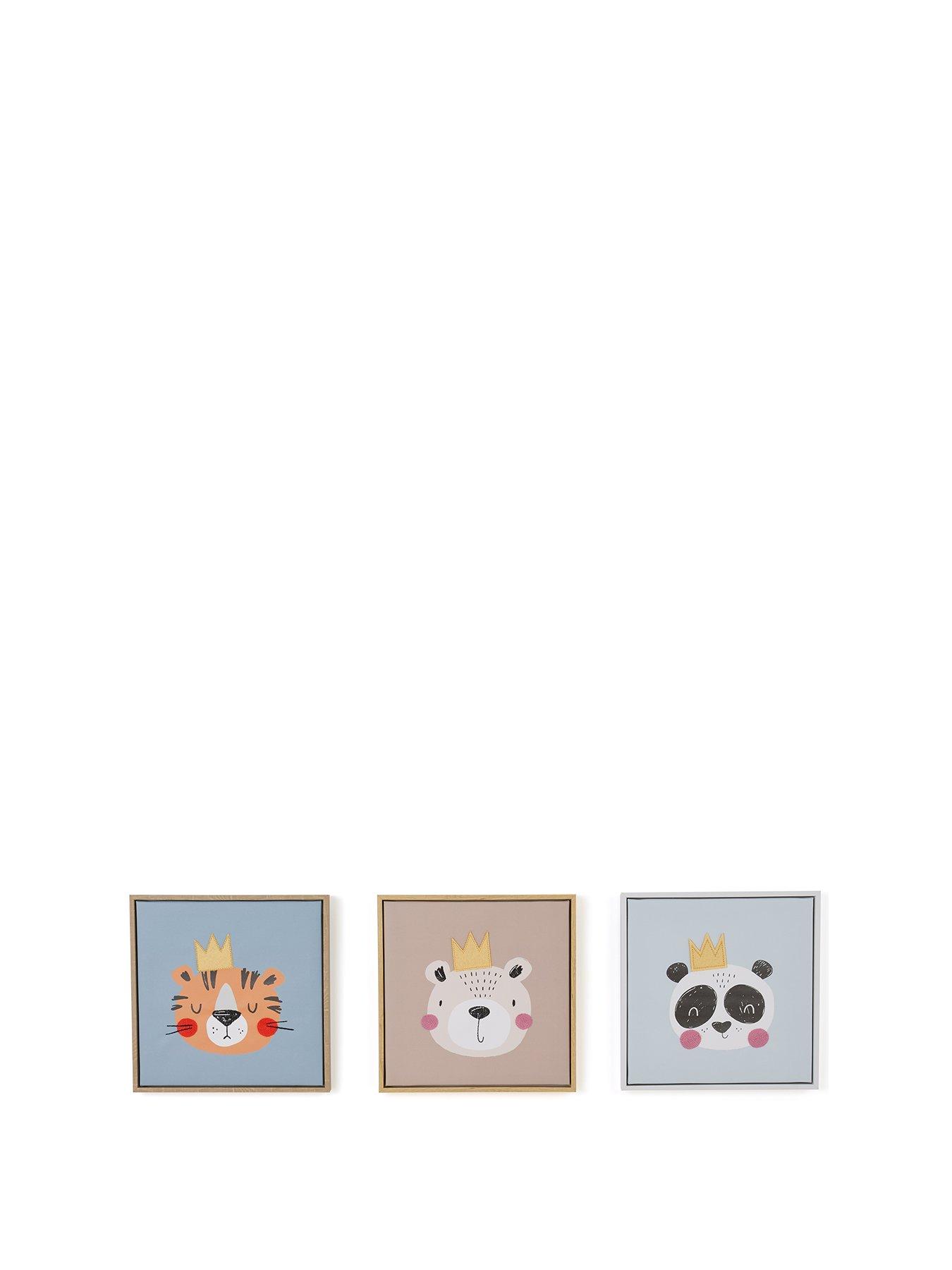 Image 2 of 7 of Very Home Set of 3 Animal Canvas with Embroidery 25x25cm - FSC&reg;Certified