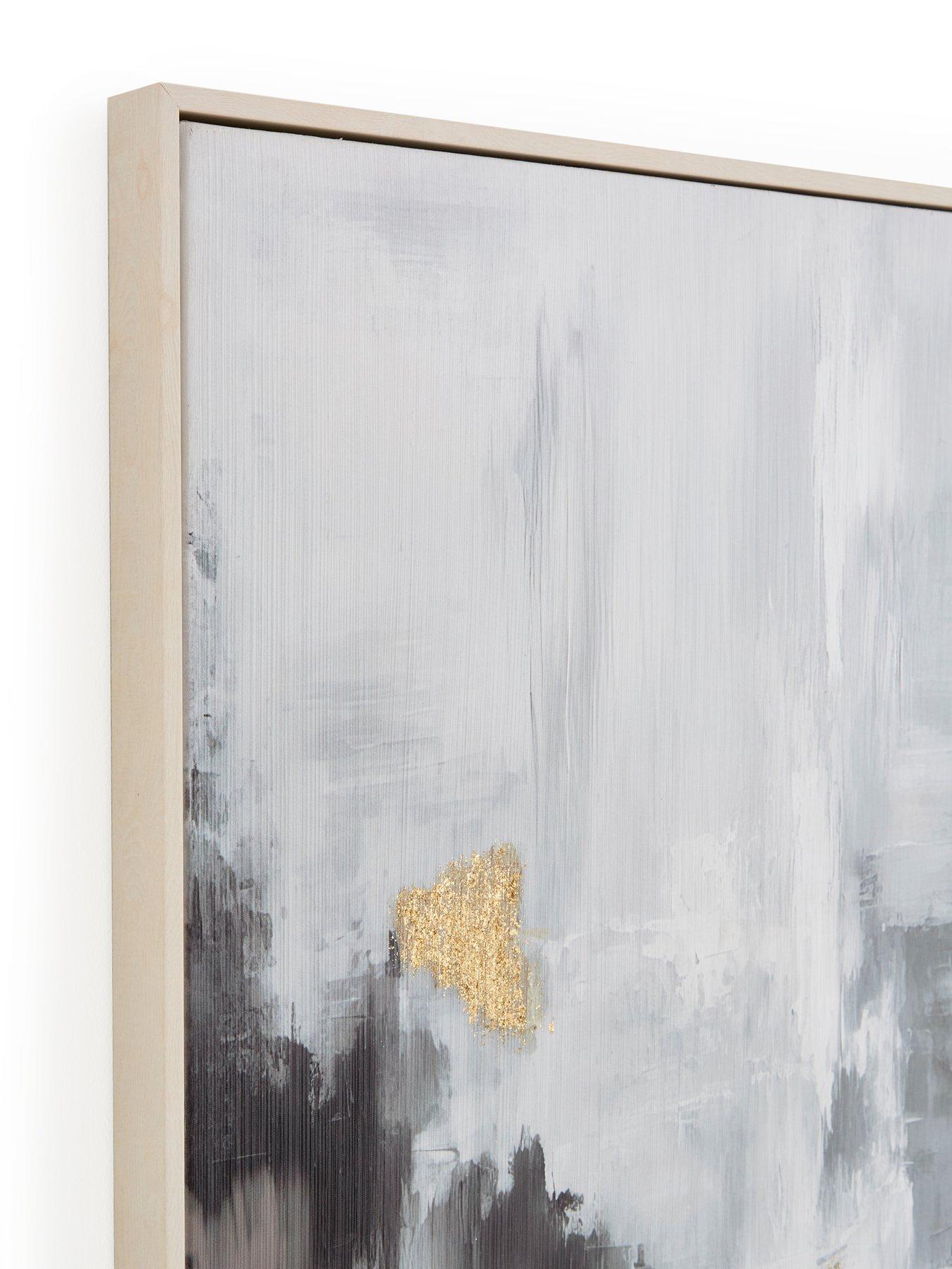 Image 4 of 6 of Very Home Grey Abstract Textured Capped Canvas with Gold Leaf 76x100cm - FSC&reg; Certified