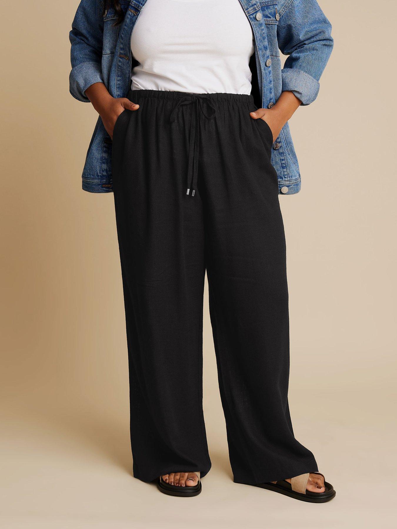 undefined Curve Linen Skinny Waistband Trousers