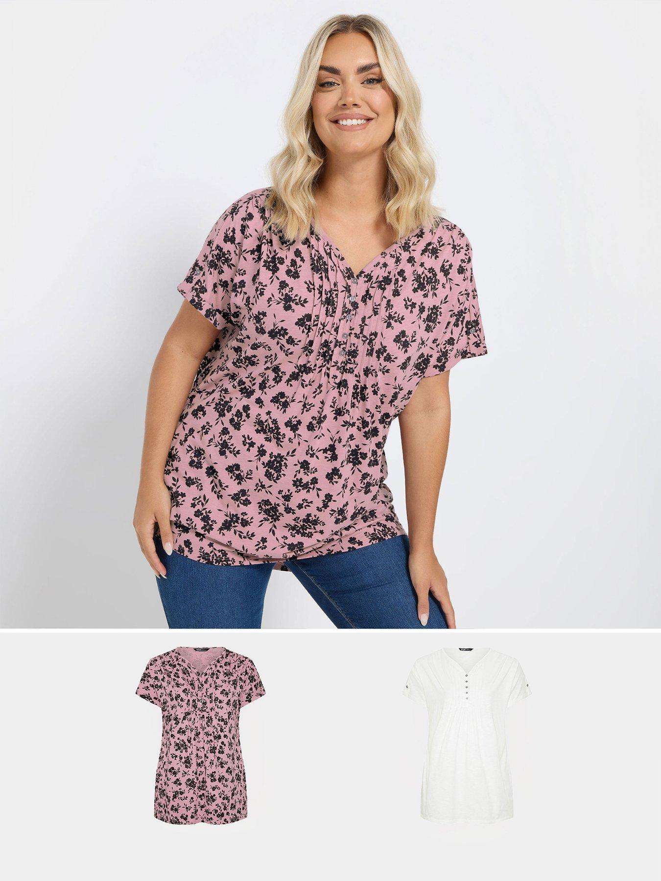  image of yours-curve-2-pack-pintuck-blouse-multi