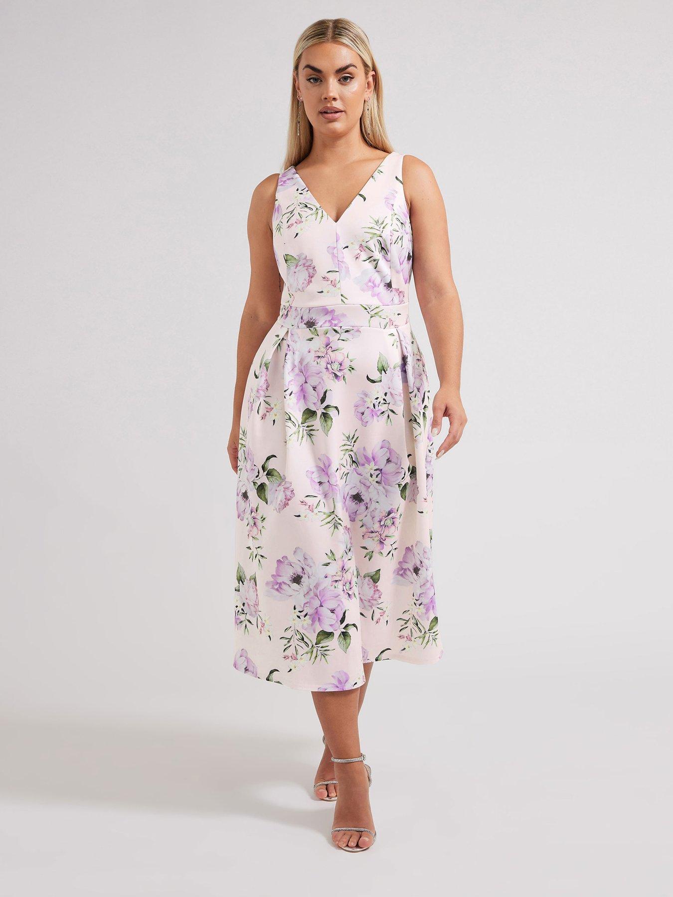 undefined Curve V-neck Pleated Dress - Pink