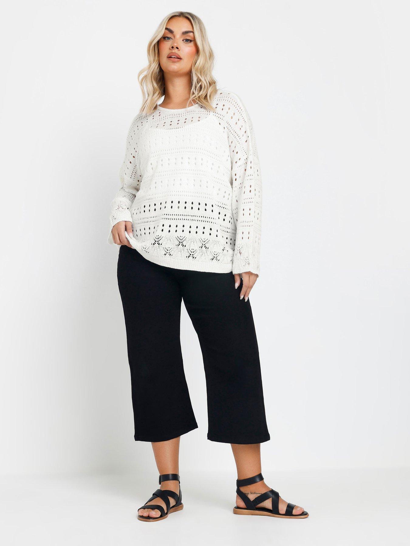  image of yours-curve-pointelle-stitch-jumper-ivory