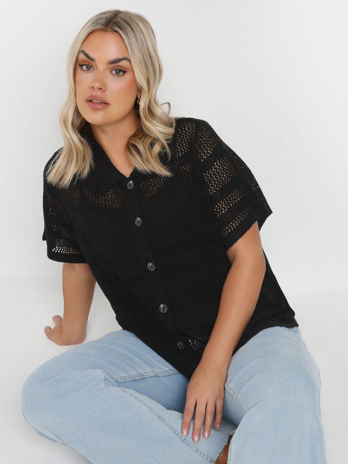 undefined Curve Collared Button Through Jumper - Black