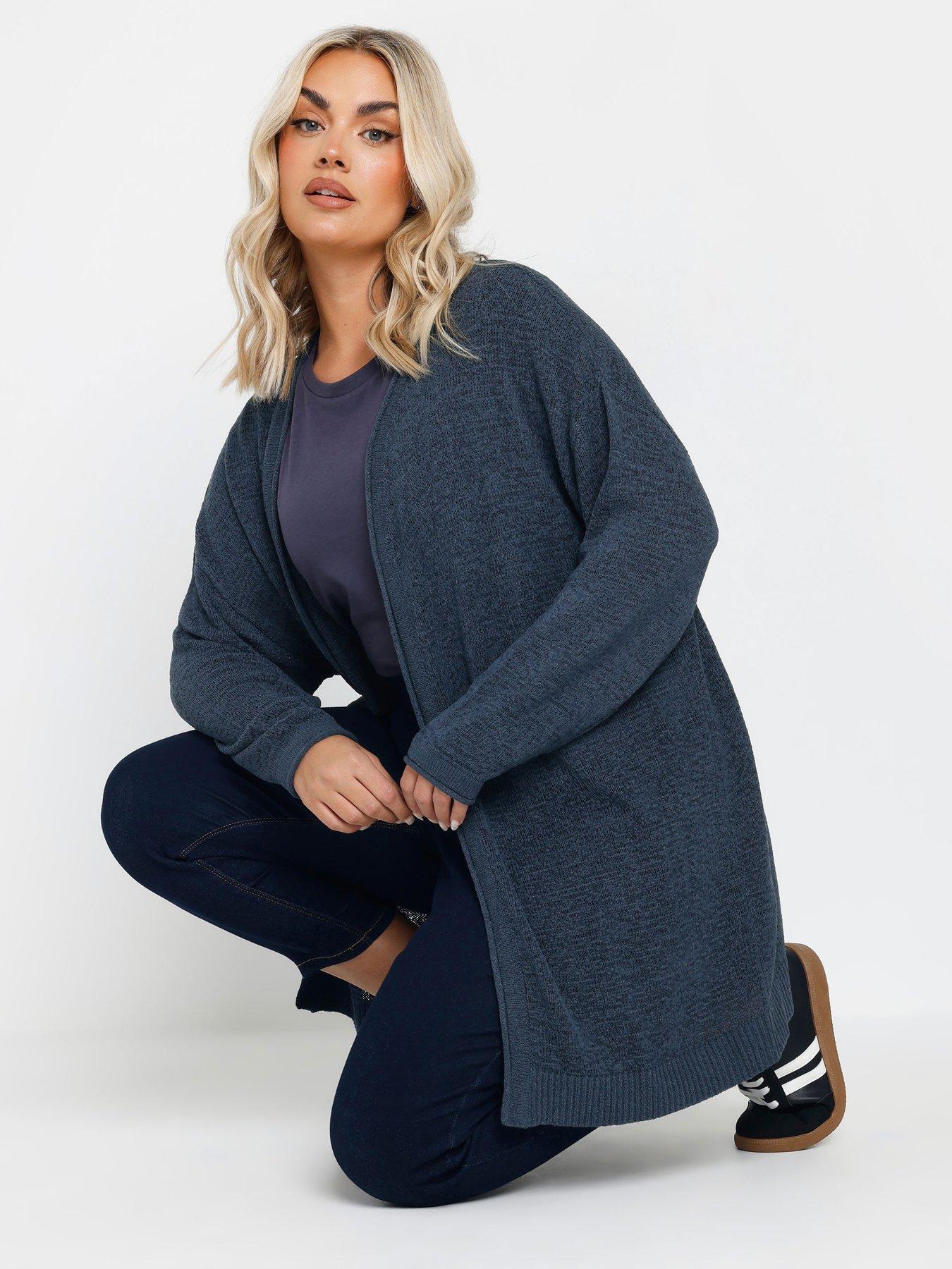 yours-curve-tape-yarn-cardigan-blue