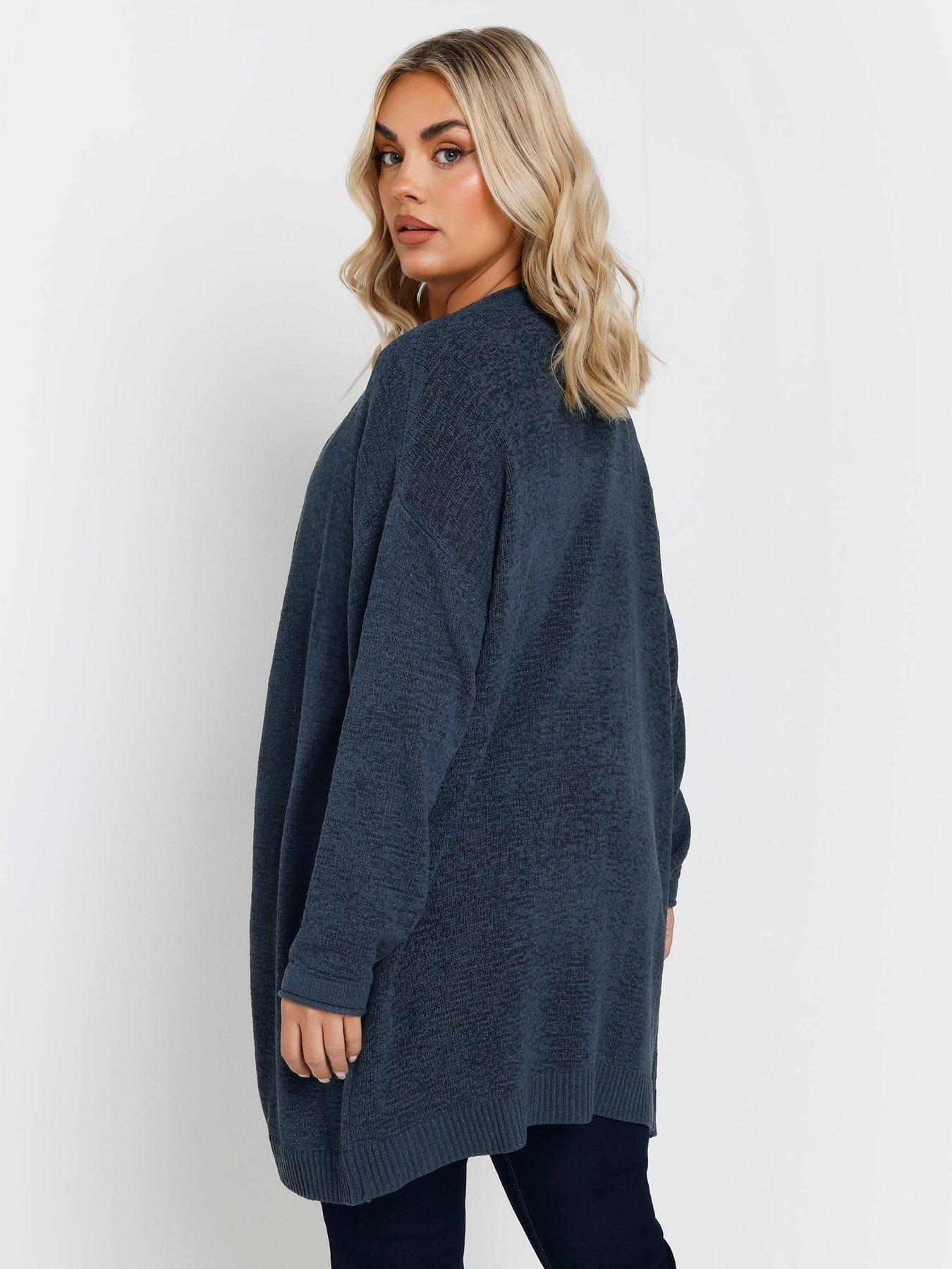  image of yours-curve-tape-yarn-cardigan-blue