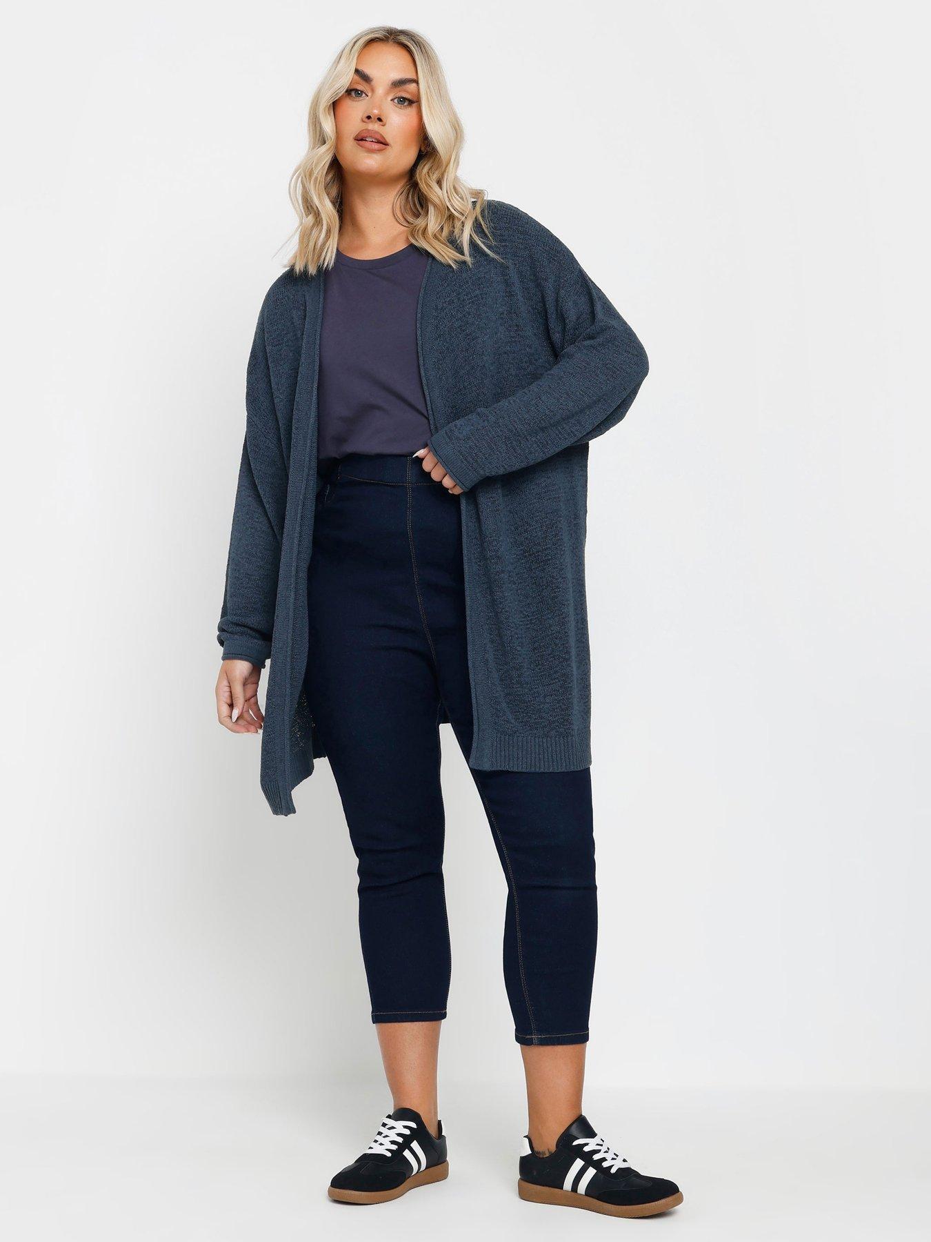  image of yours-curve-tape-yarn-cardigan-blue