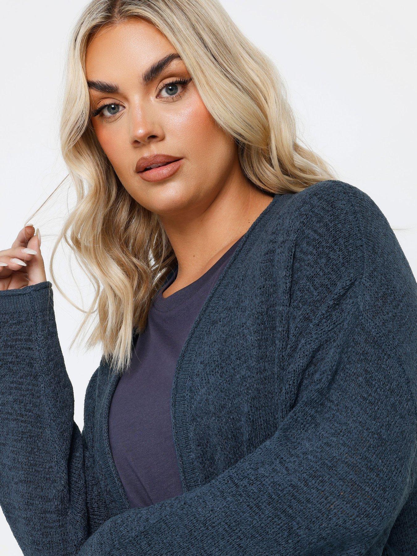  image of yours-curve-tape-yarn-cardigan-blue