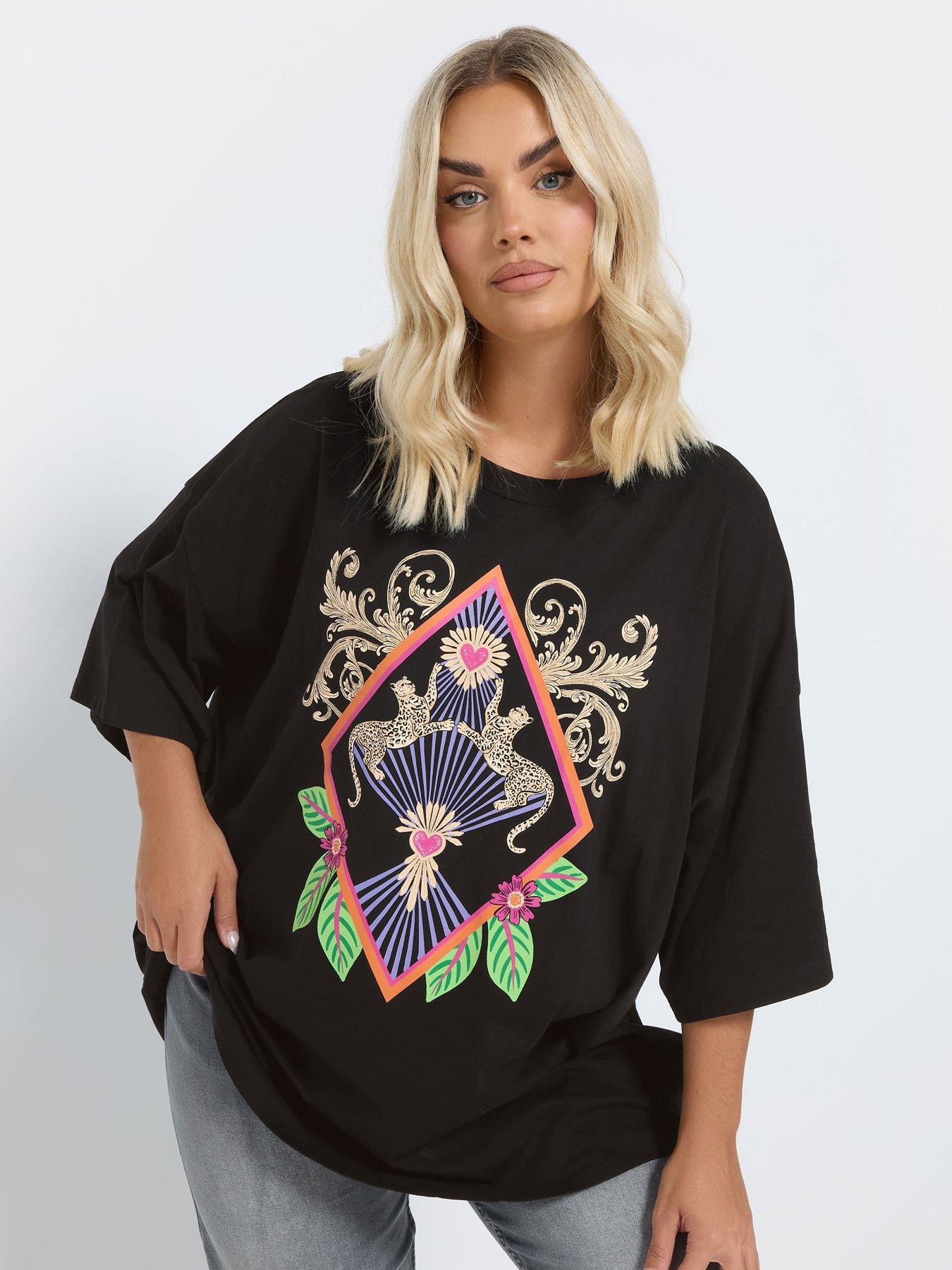 yours-curve-beachwear-boxy-t-shirt-black