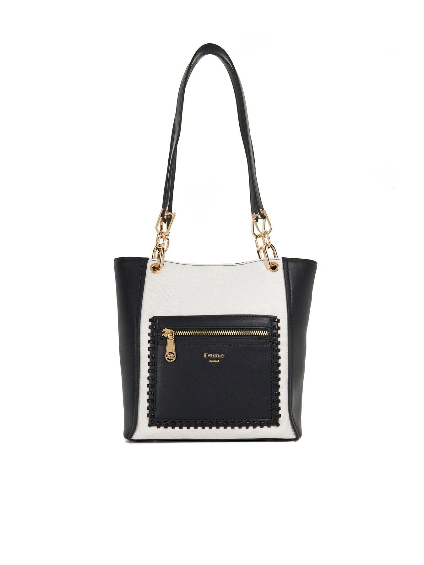  image of dune-london-duckie-long-handle-logo-tote-black