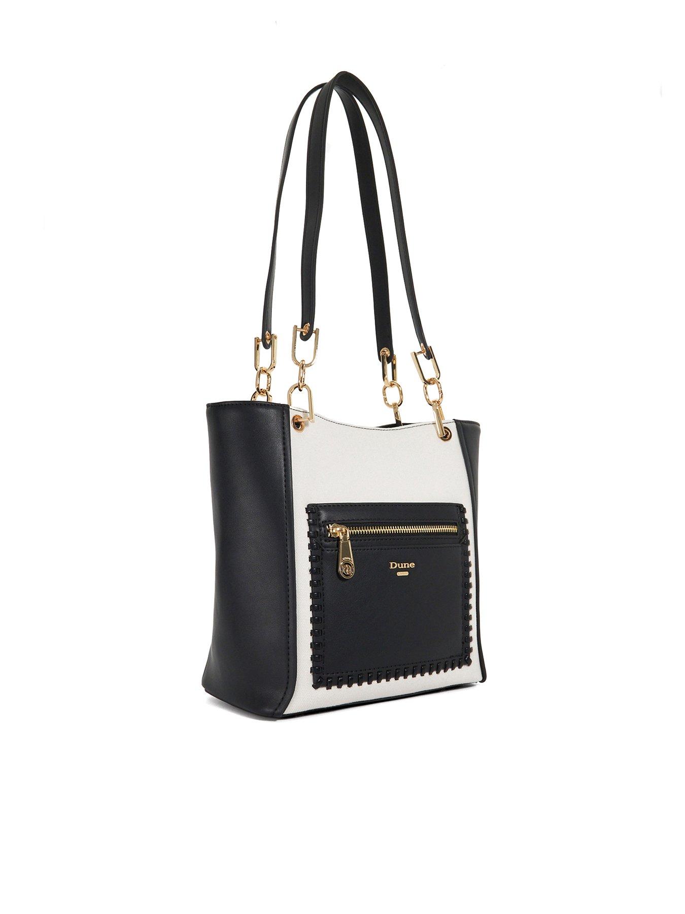  image of dune-london-duckie-long-handle-logo-tote-black