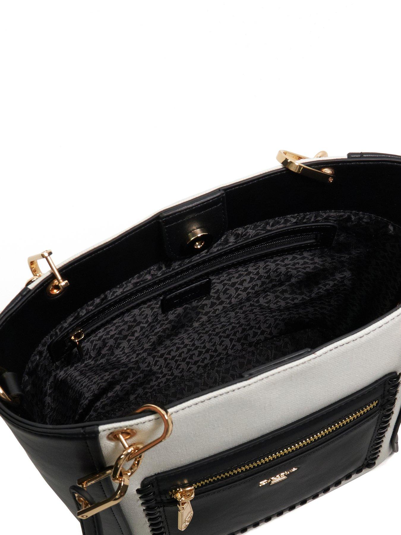  image of dune-london-duckie-long-handle-logo-tote-black