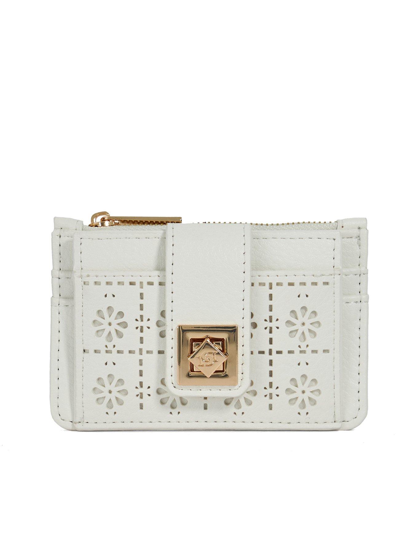  image of dune-london-karra-turn-lock-cardholder-wallet-white
