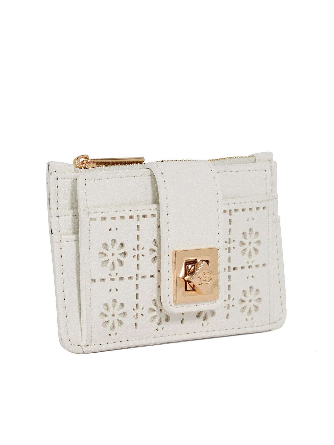  image of dune-london-karra-turn-lock-cardholder-wallet-white