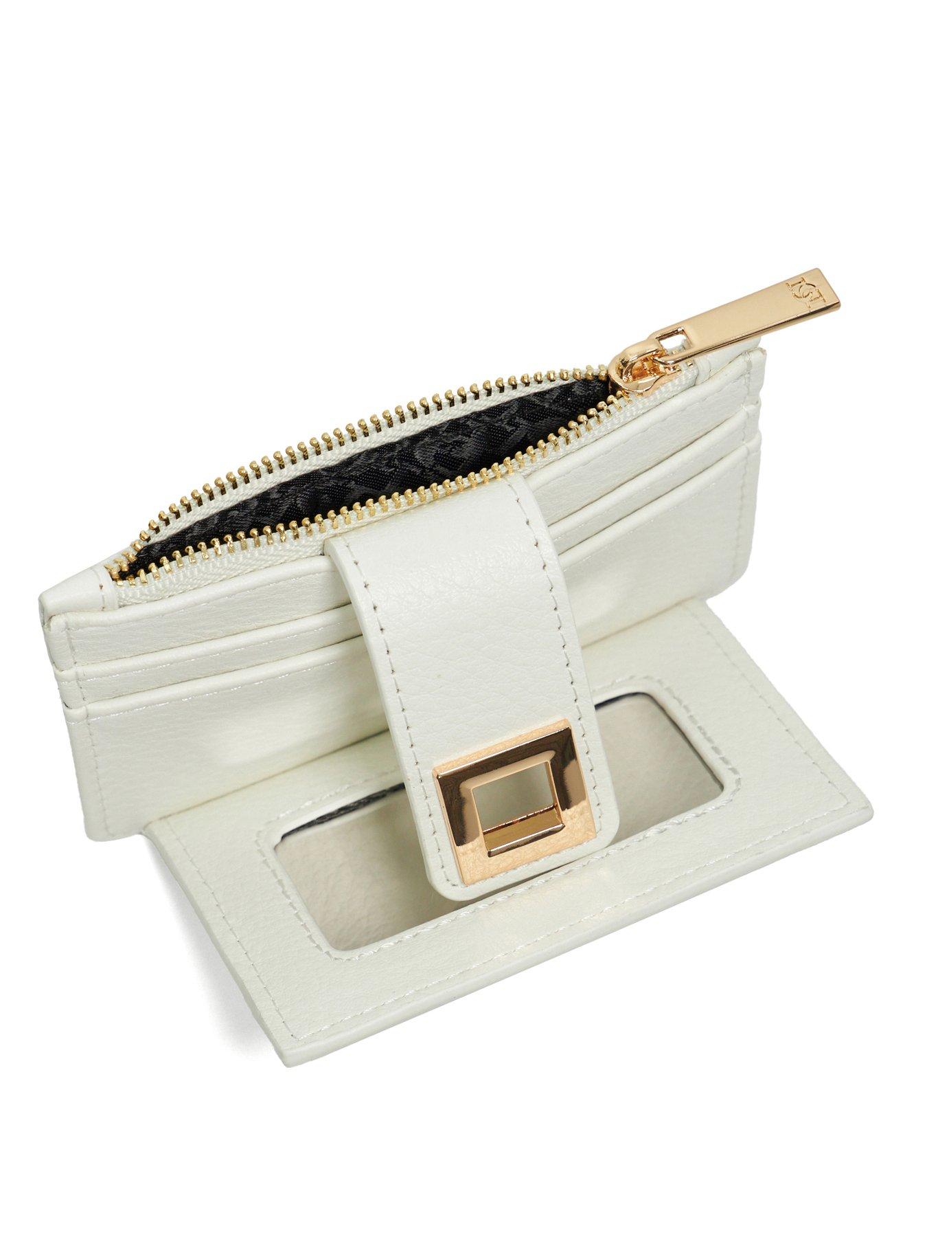  image of dune-london-karra-turn-lock-cardholder-wallet-white