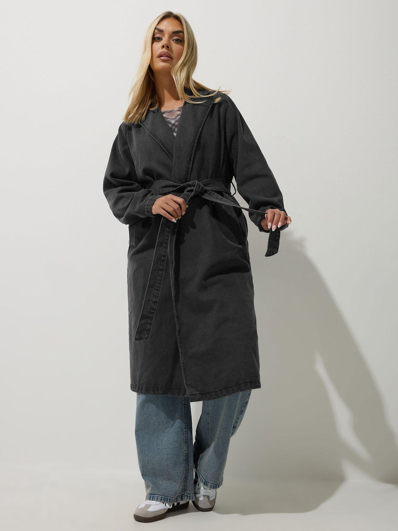 undefined Curve Longline Denim Trench Coat