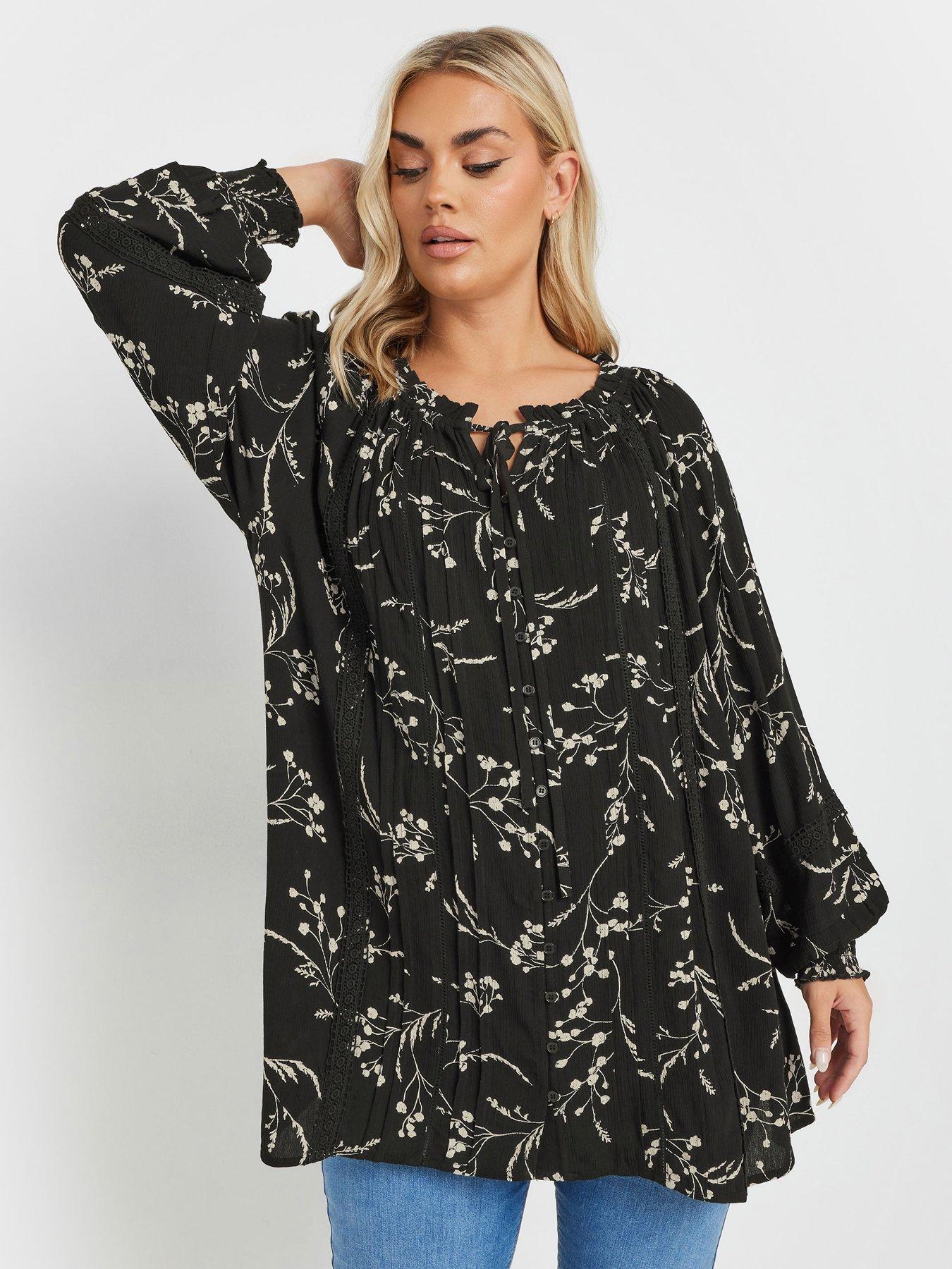 undefined Curve Boho Pintuck Blouse - Black