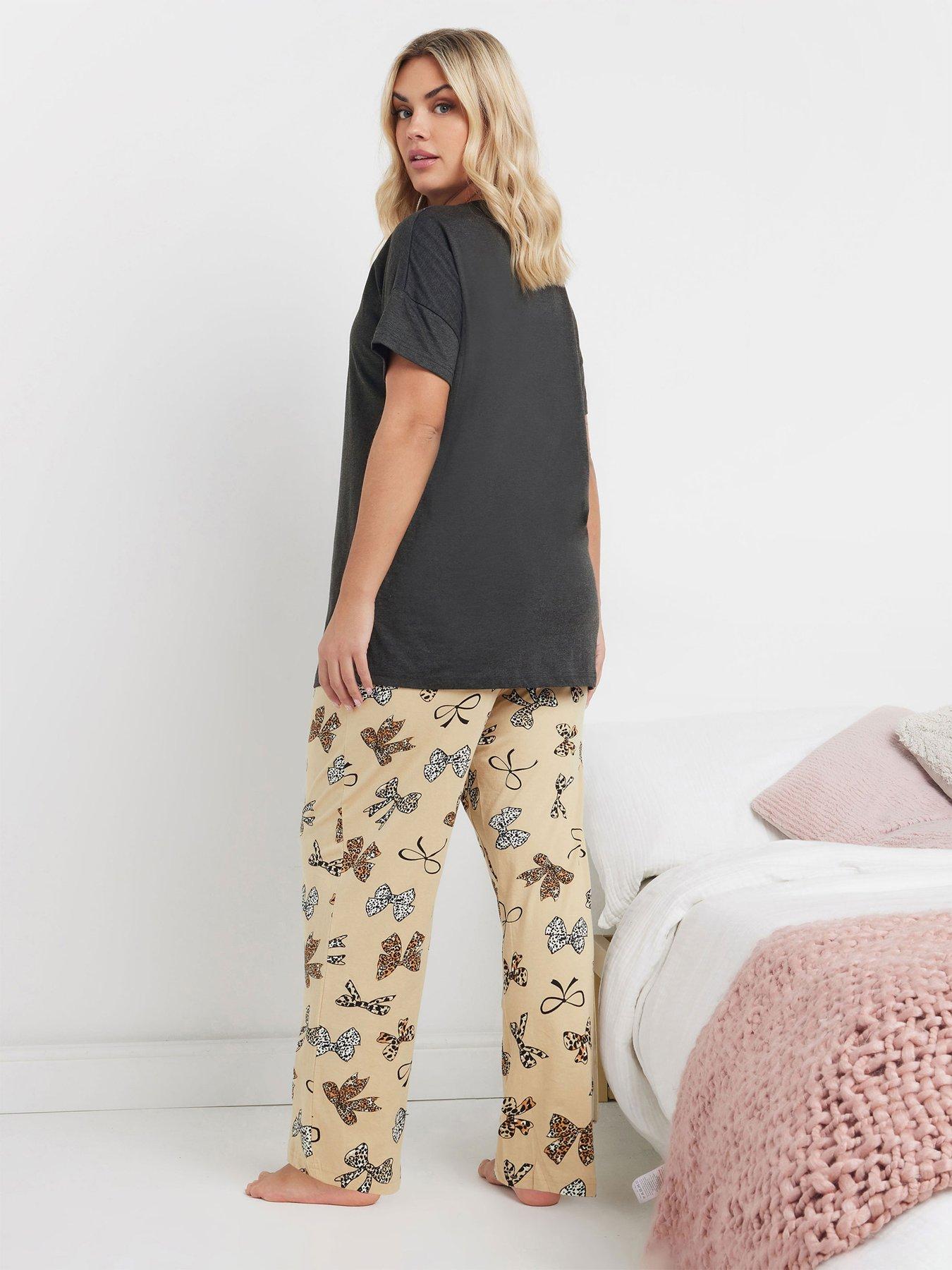  image of yours-curve-animal-bows-wide-leg-pj-set
