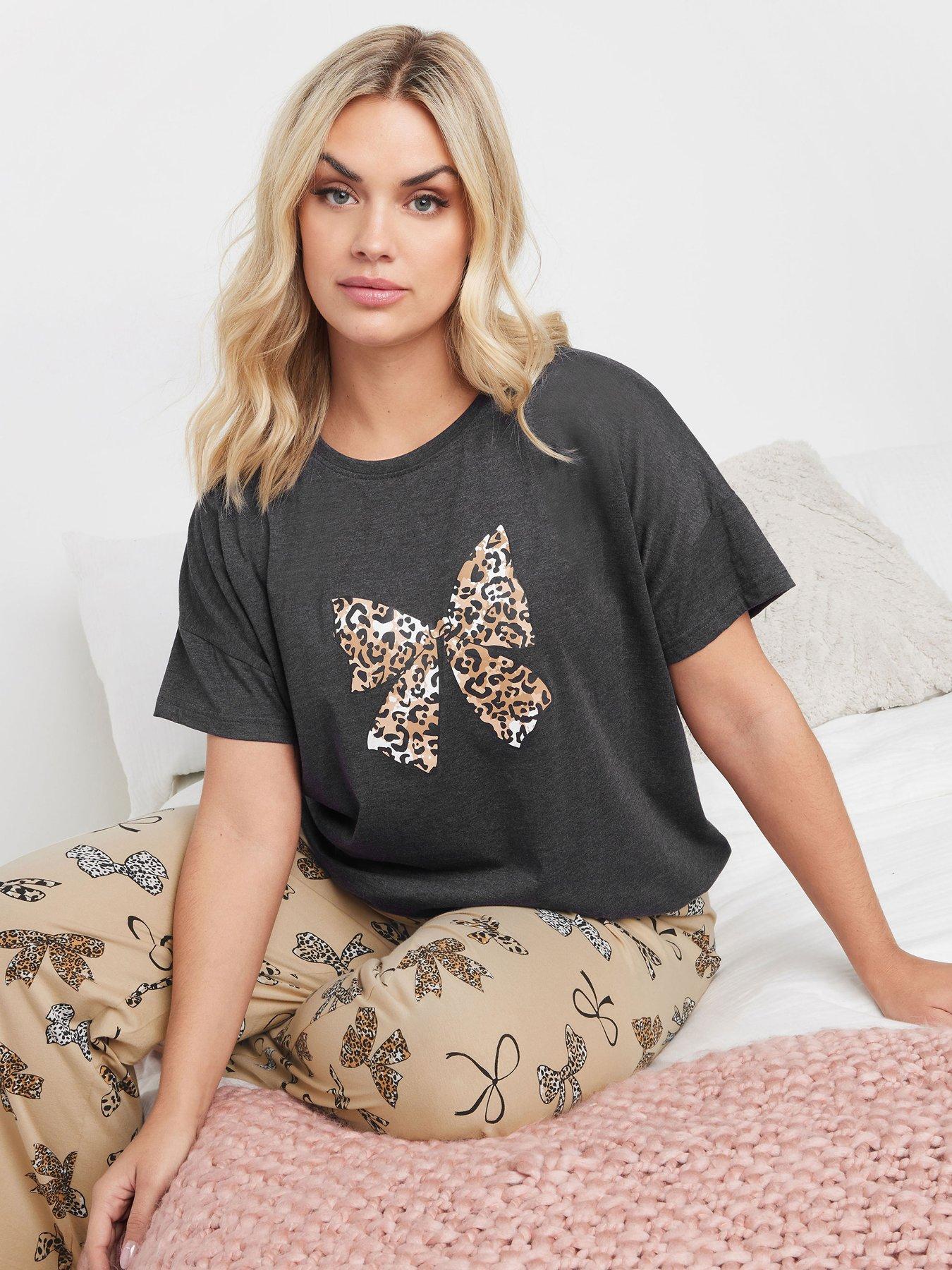  image of yours-curve-animal-bows-wide-leg-pj-set
