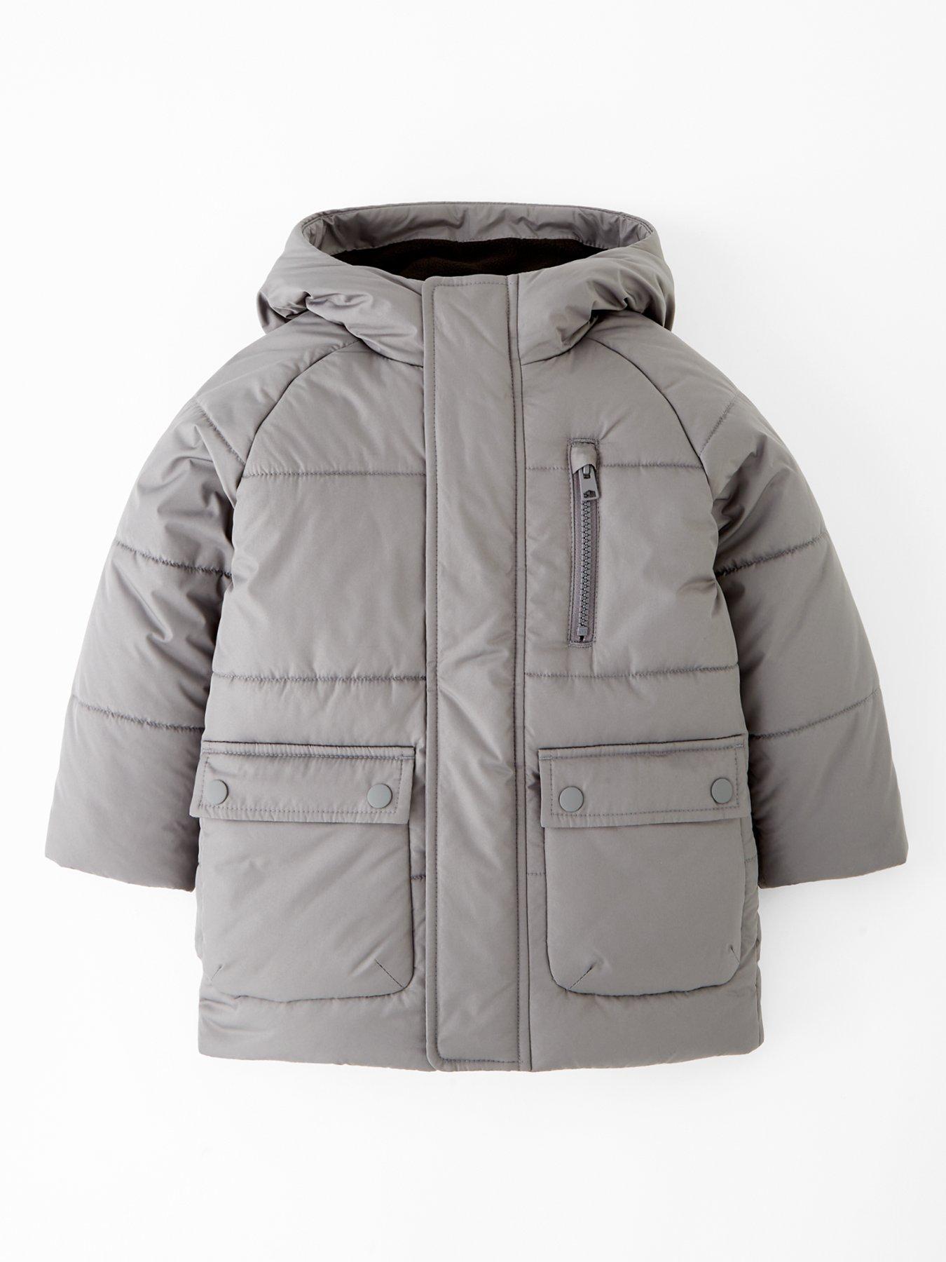 undefined Boys Hooded Padded Coat - Grey