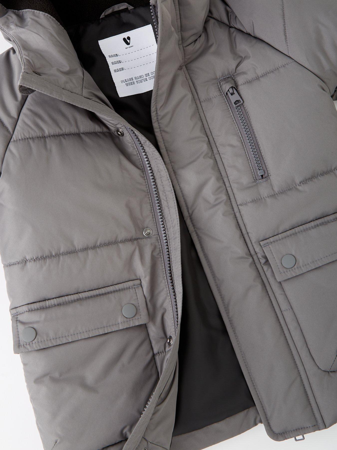  image of mini-v-by-very-boys-hooded-padded-coat-grey