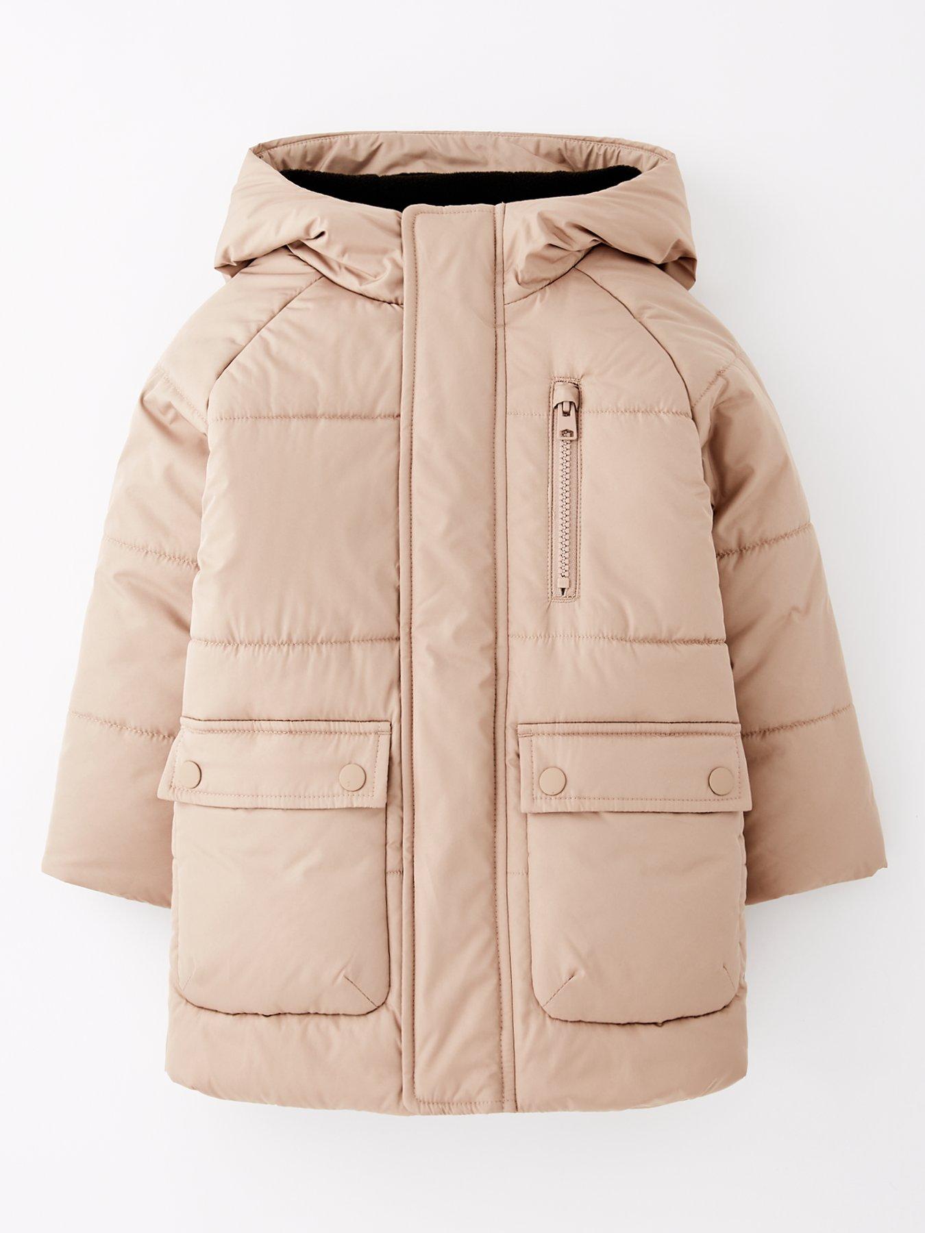 undefined Boys Hooded Padded Coat - Stone Grey