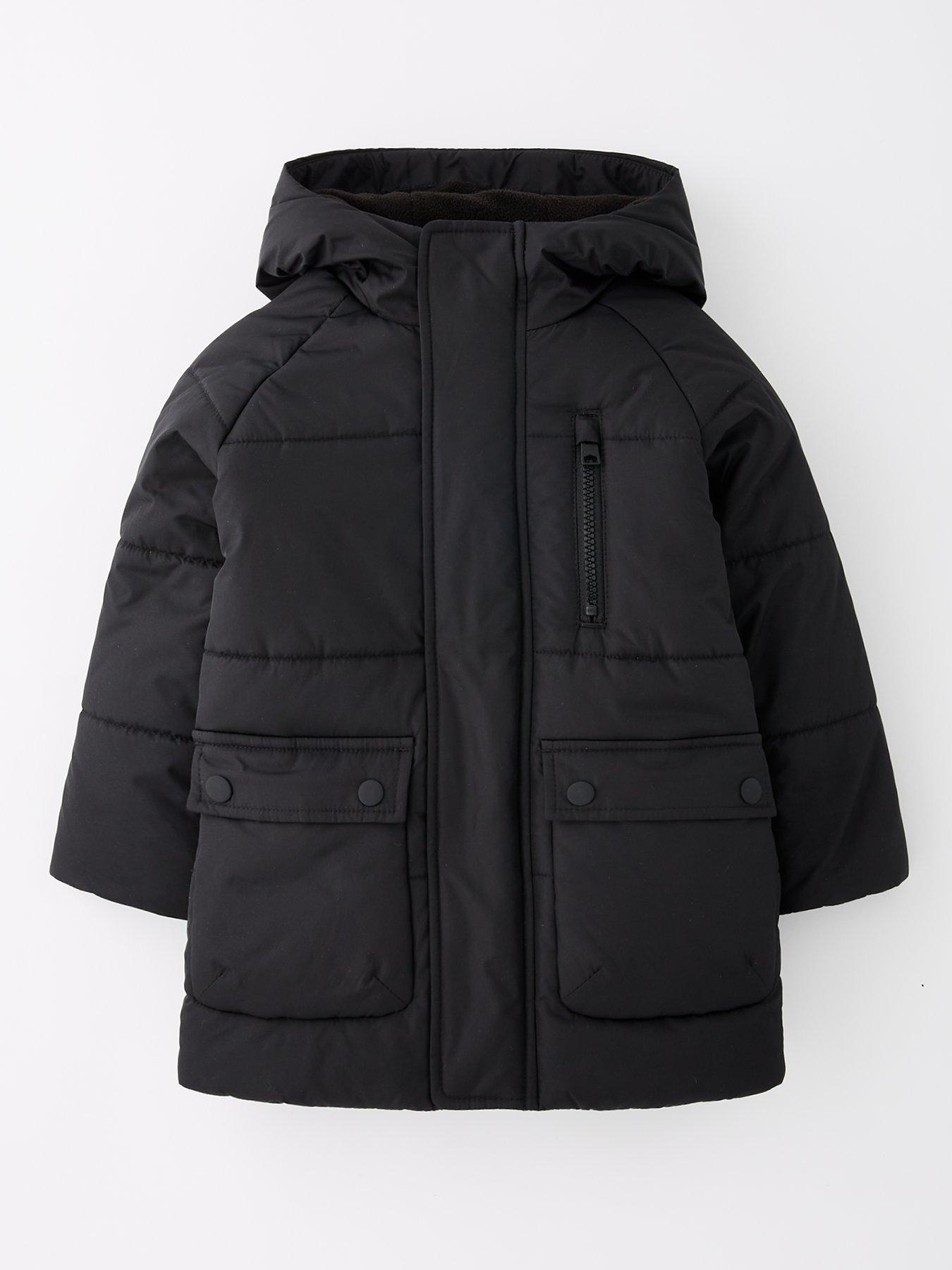 undefined Boys Hooded Padded Coat - Black