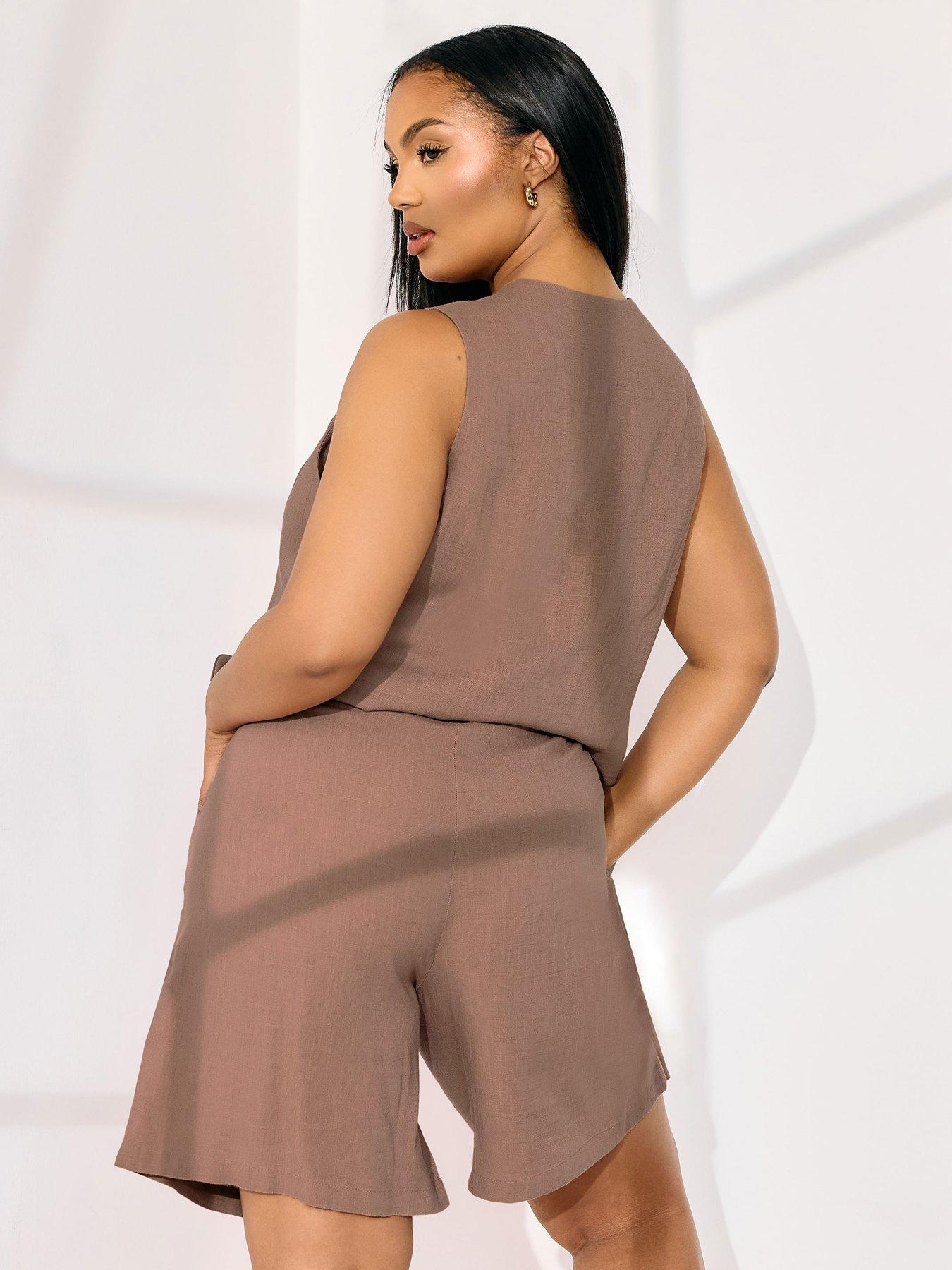  image of yours-curve-linen-bermuda-short-pink