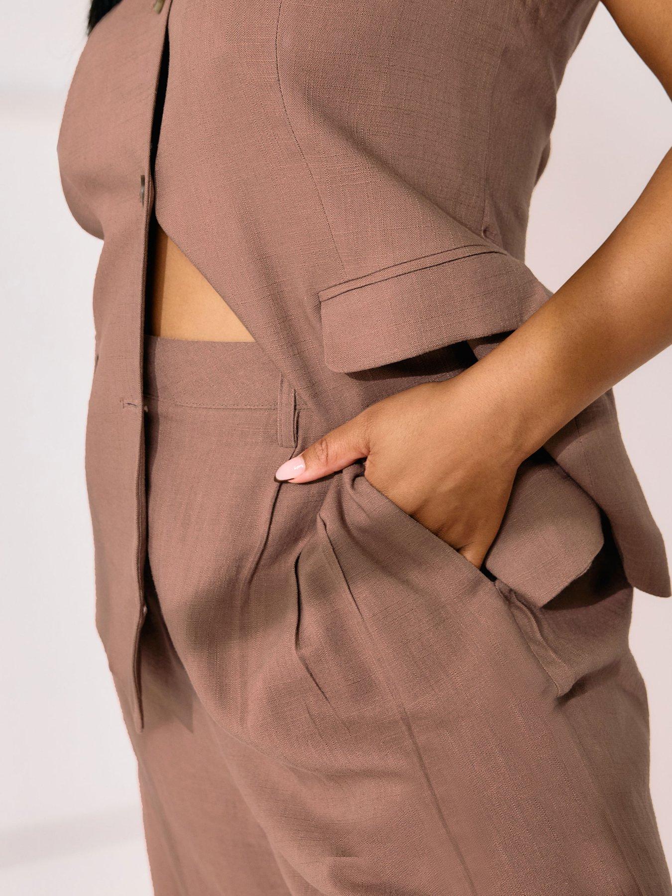  image of yours-curve-linen-bermuda-short-pink