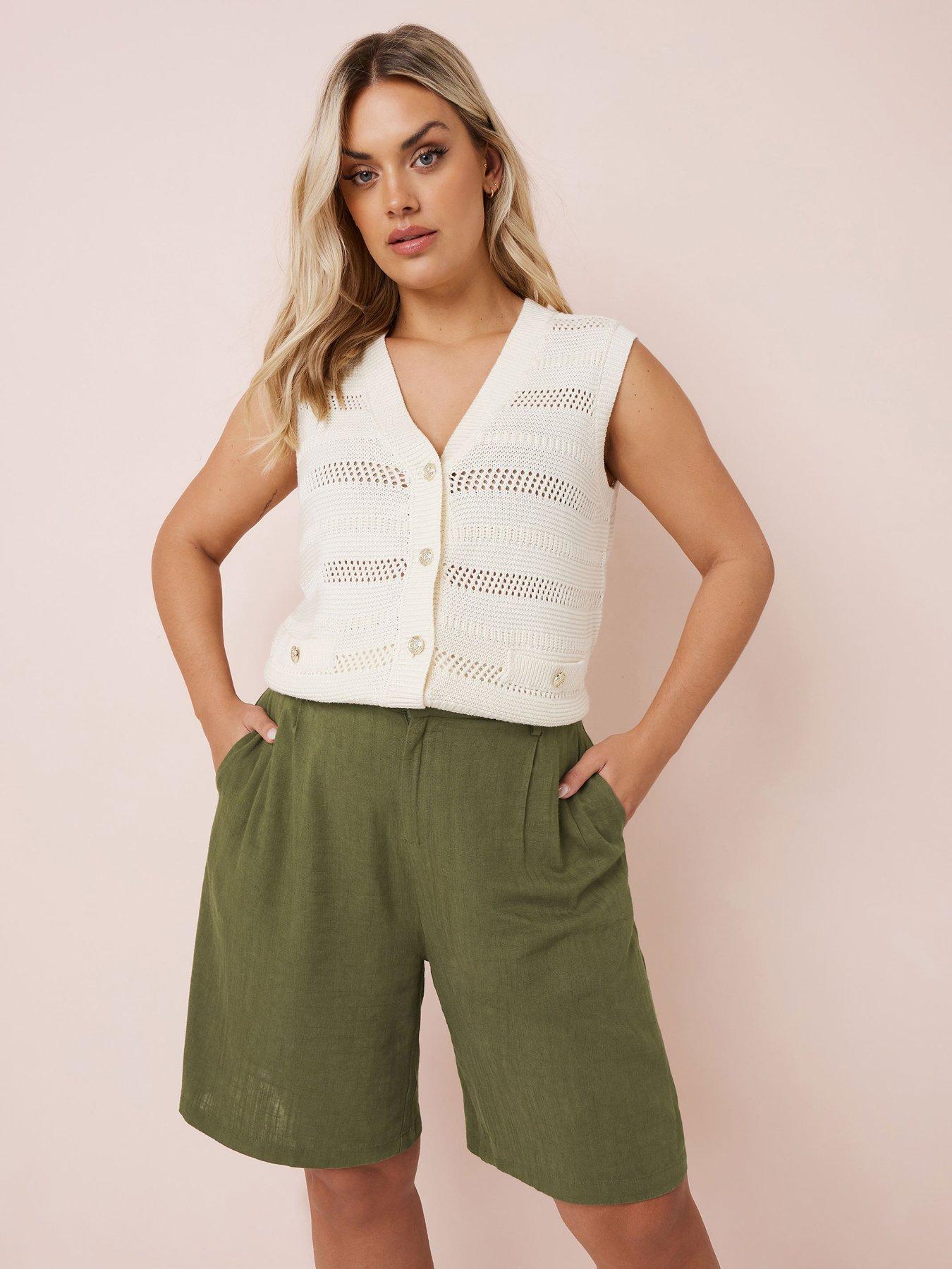 yours-curve-linen-bermuda-short-green