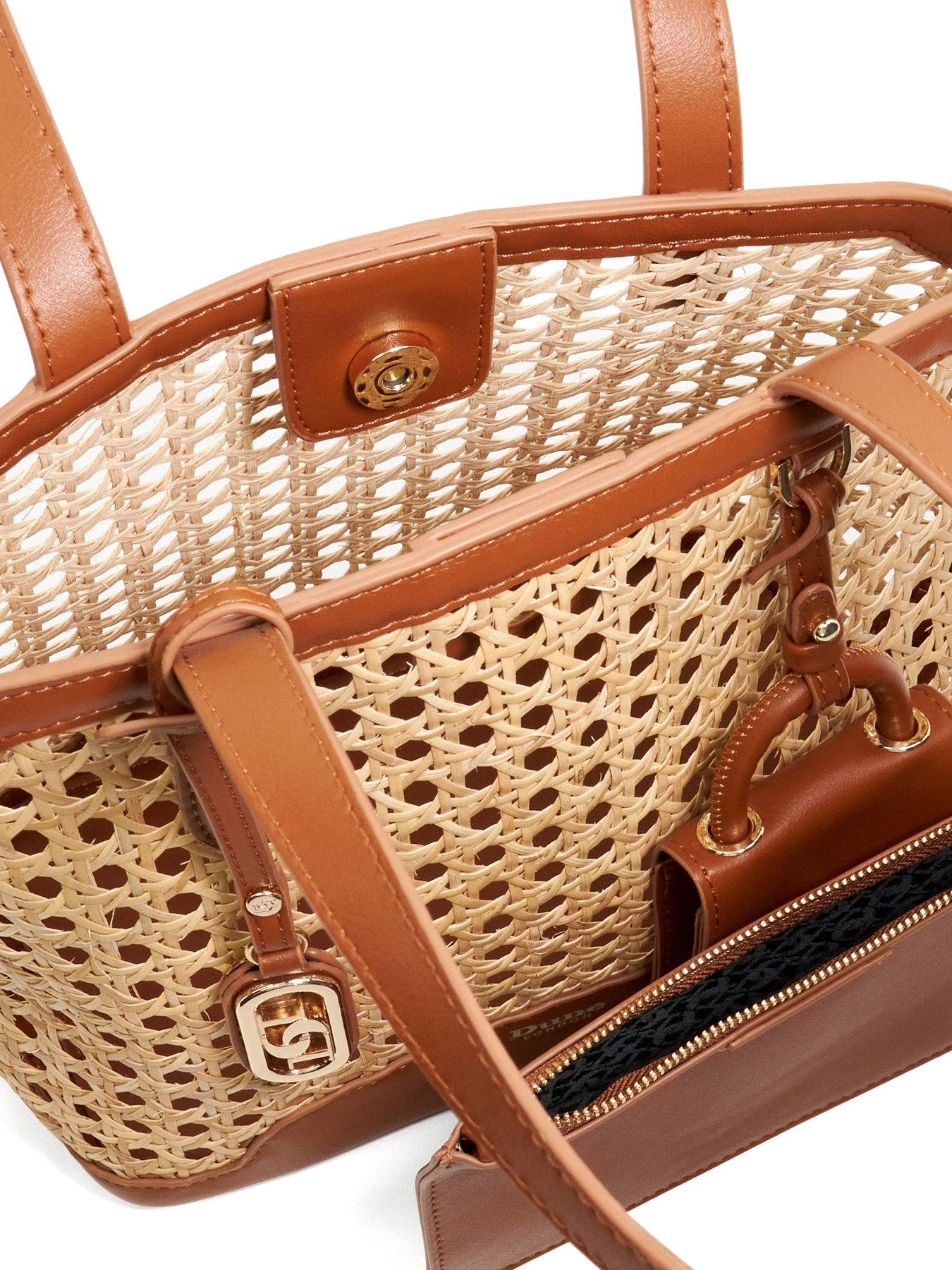  image of dune-london-dinidecided-long-handle-shoulder-bag-natural-rattan