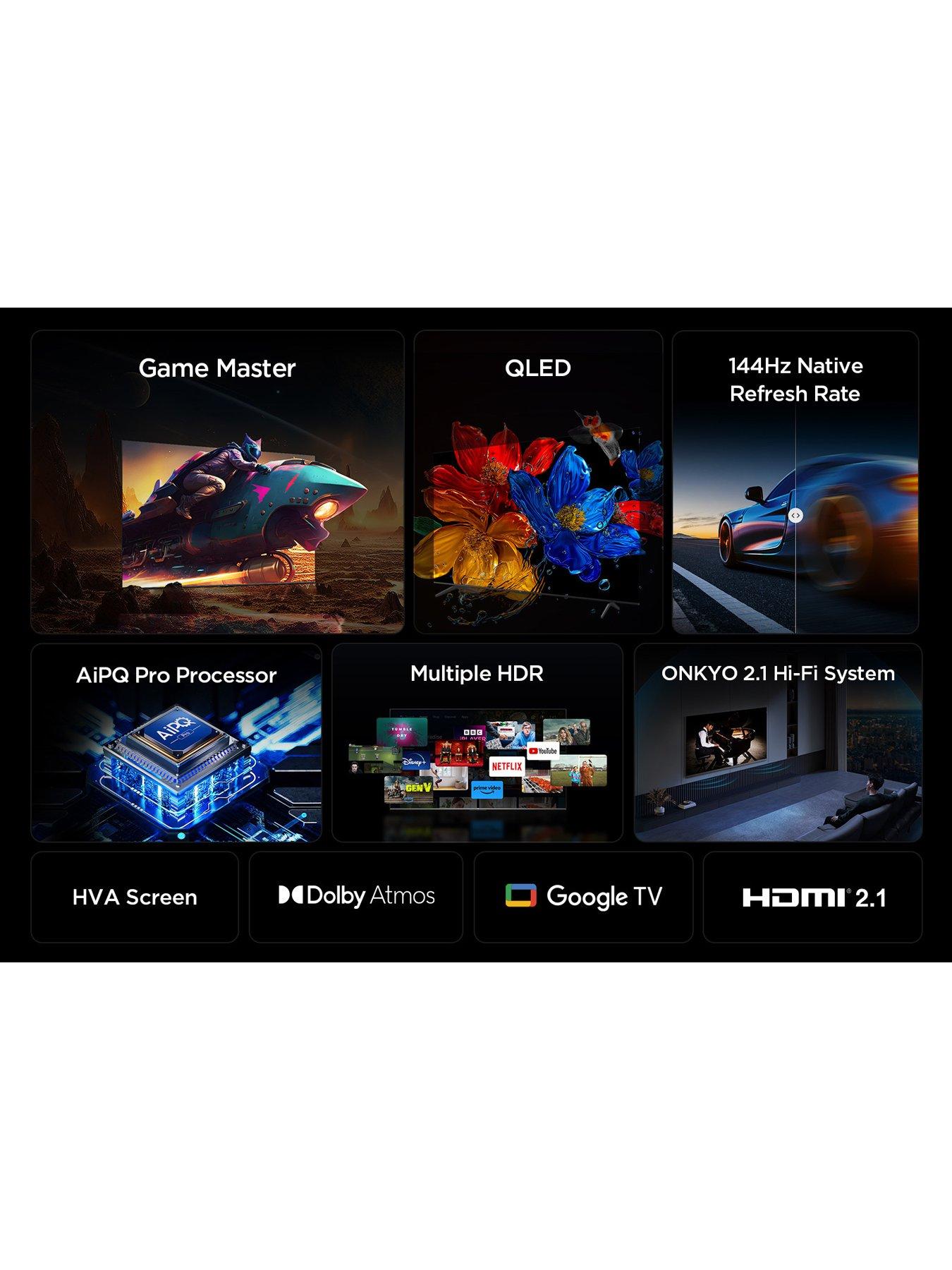 TCL 75P8K-UK 75-inch, QLED, 4K HDR Pro, 144HZ, Google Smart TV