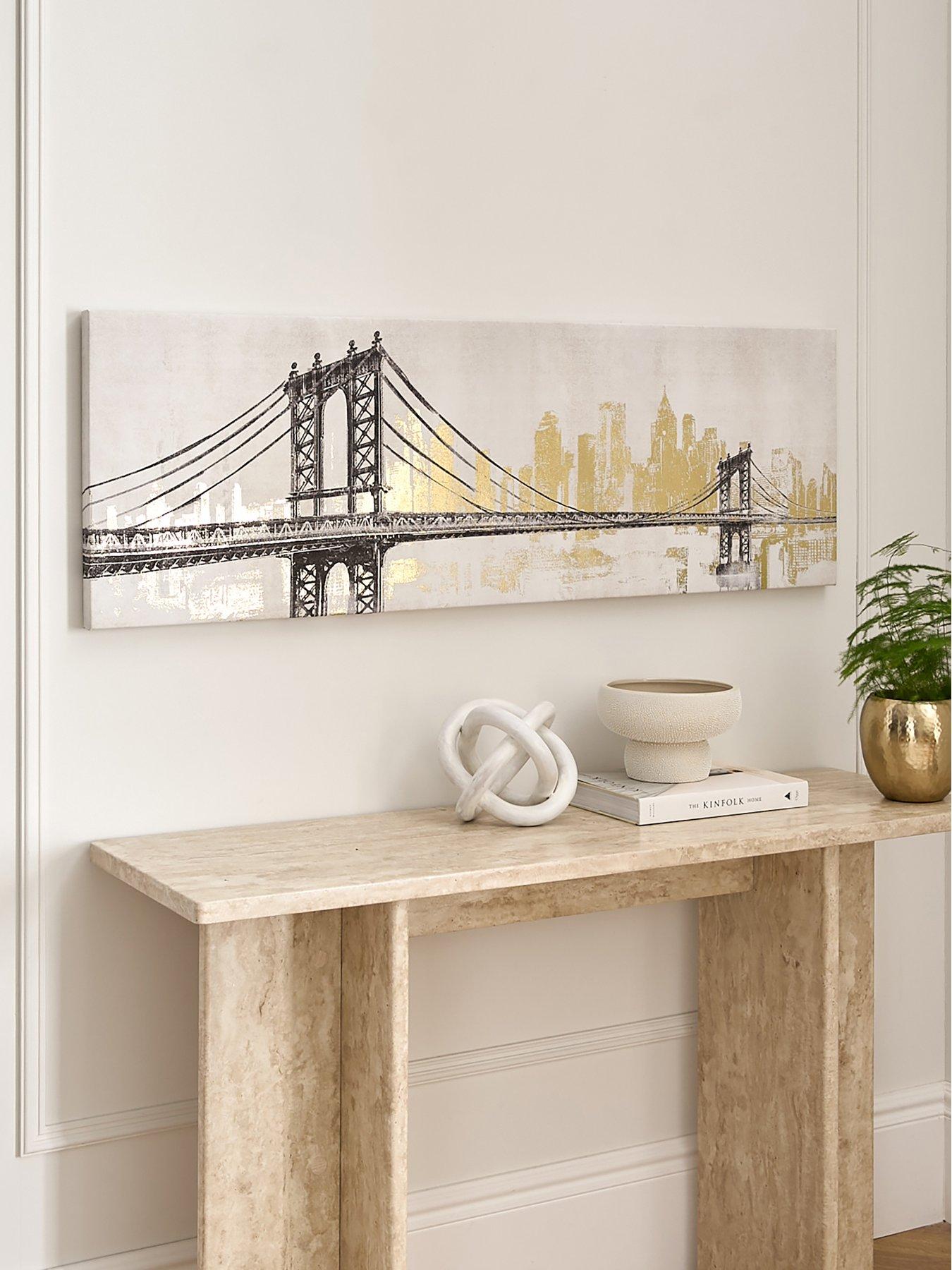 Image 1 of 6 of Very Home Brooklyn Bridge Printed Canvas with Gold Foil 40x120cm - FSC&reg;&nbsp;Certified