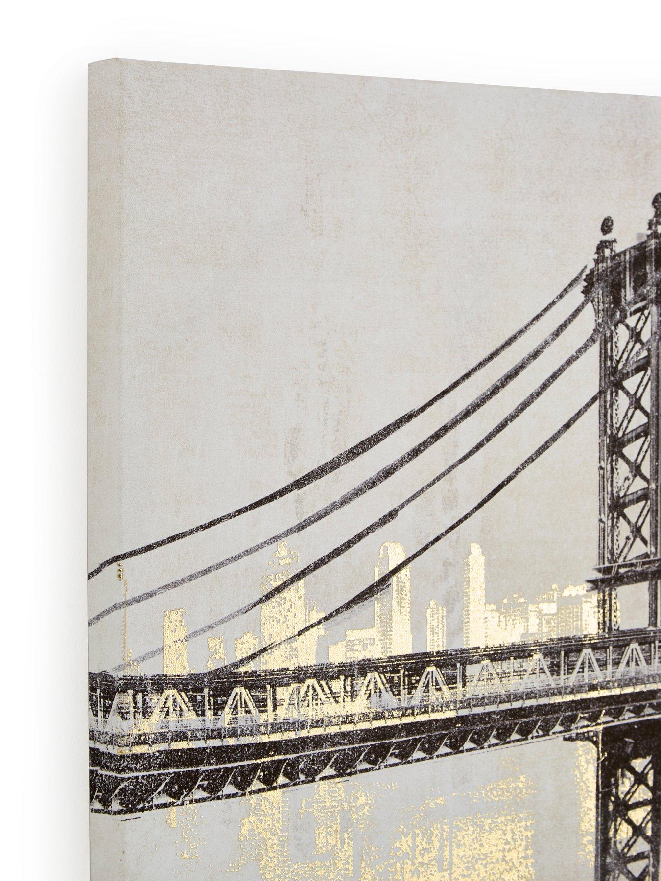 Image 4 of 6 of Very Home Brooklyn Bridge Printed Canvas with Gold Foil 40x120cm - FSC&reg;&nbsp;Certified