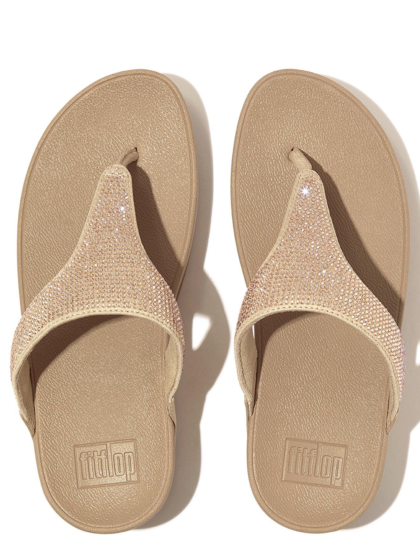 FitFlop Lulu Crystal Embellished Toe-post Sandals Latte Beige