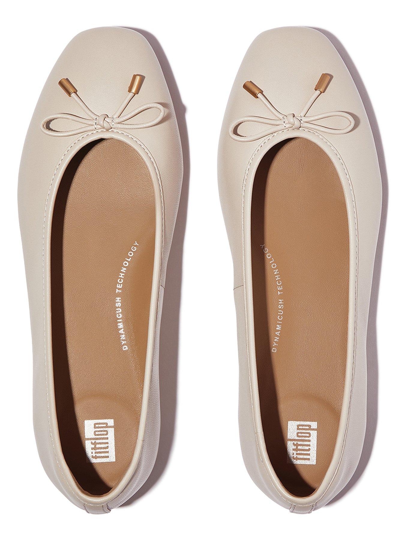  image of fitflop-delicato-bow-soft-leather-ballet-flats-paris-beige