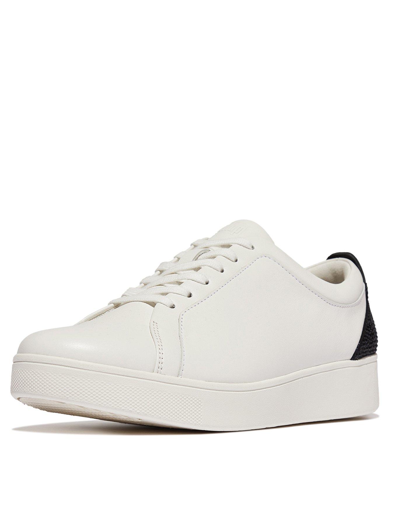  image of fitflop-rally-crystal-backtab-leather-trainer-white