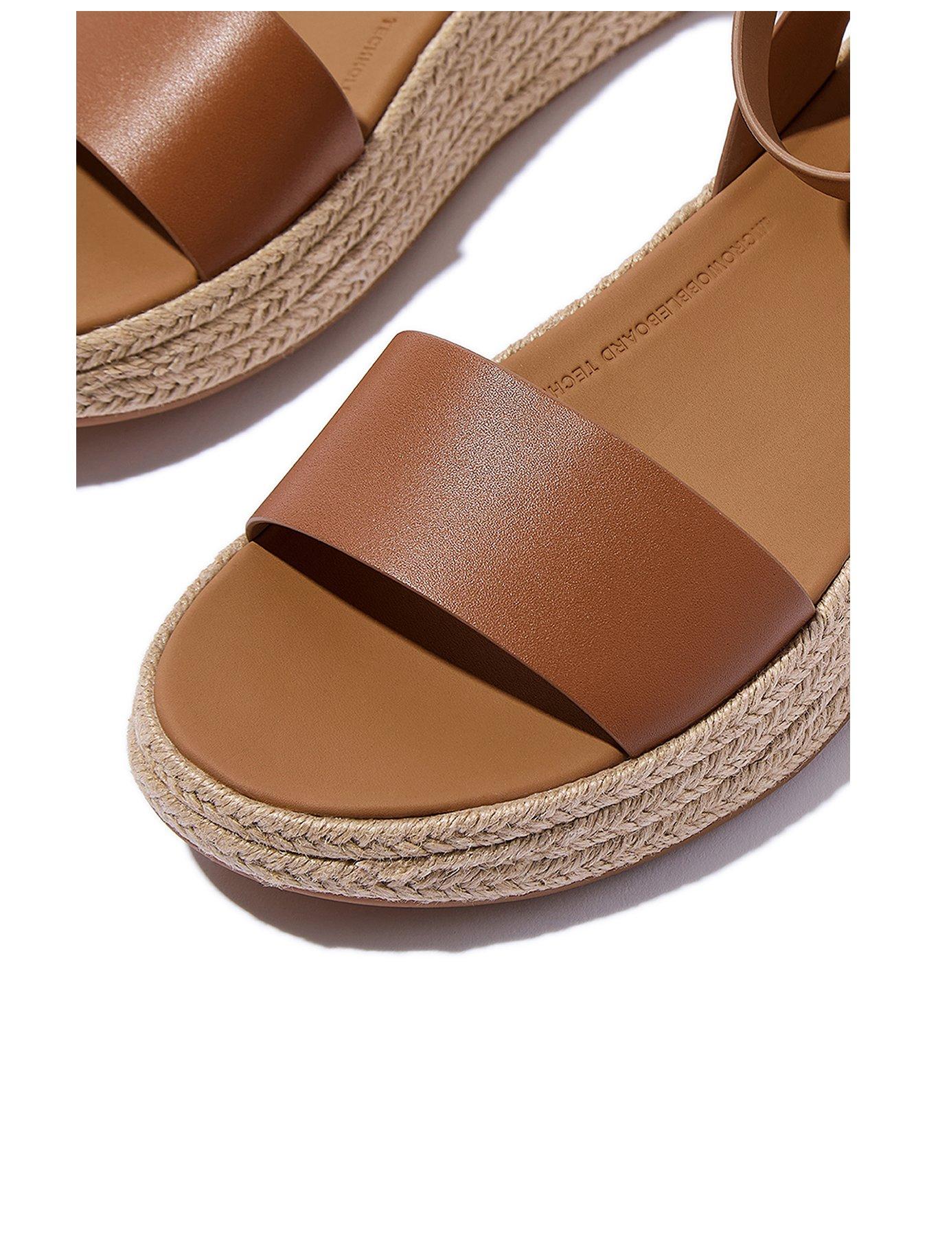  image of fitflop-f-mode-espadrille-leather-flatform-astrap-sandals-deep-tan